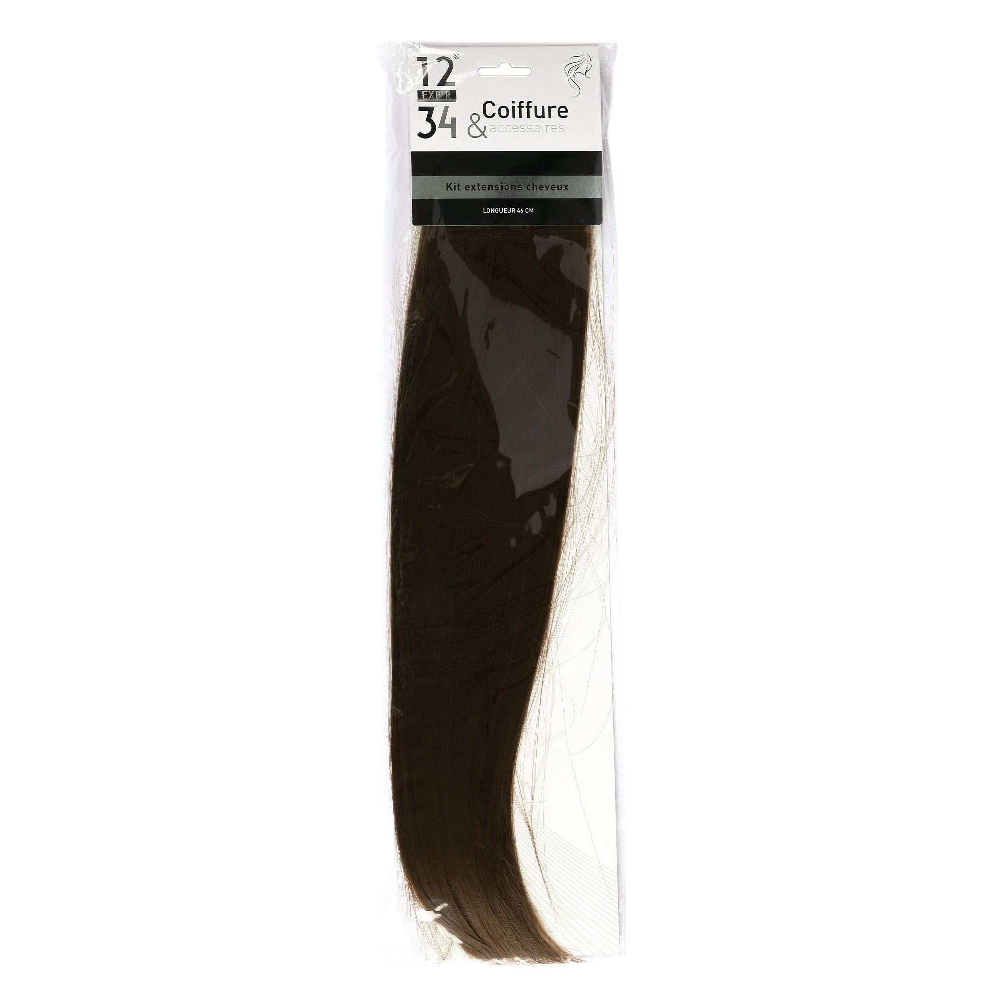 Extensions cheveux à clips brunes 46 cm