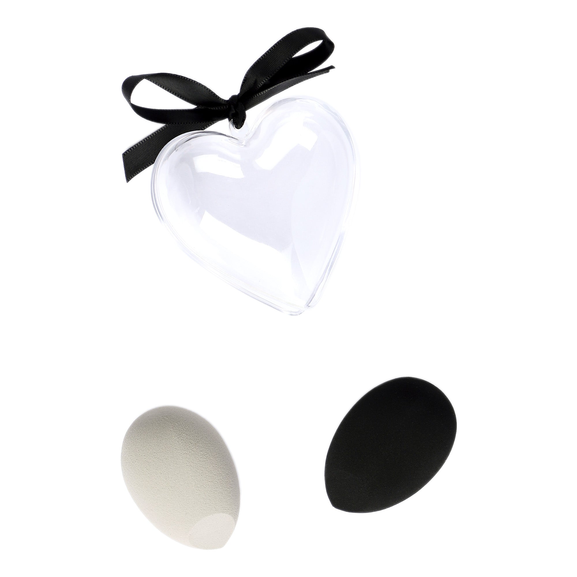 2 éponges à maquillage avec boîte de rangement transparente