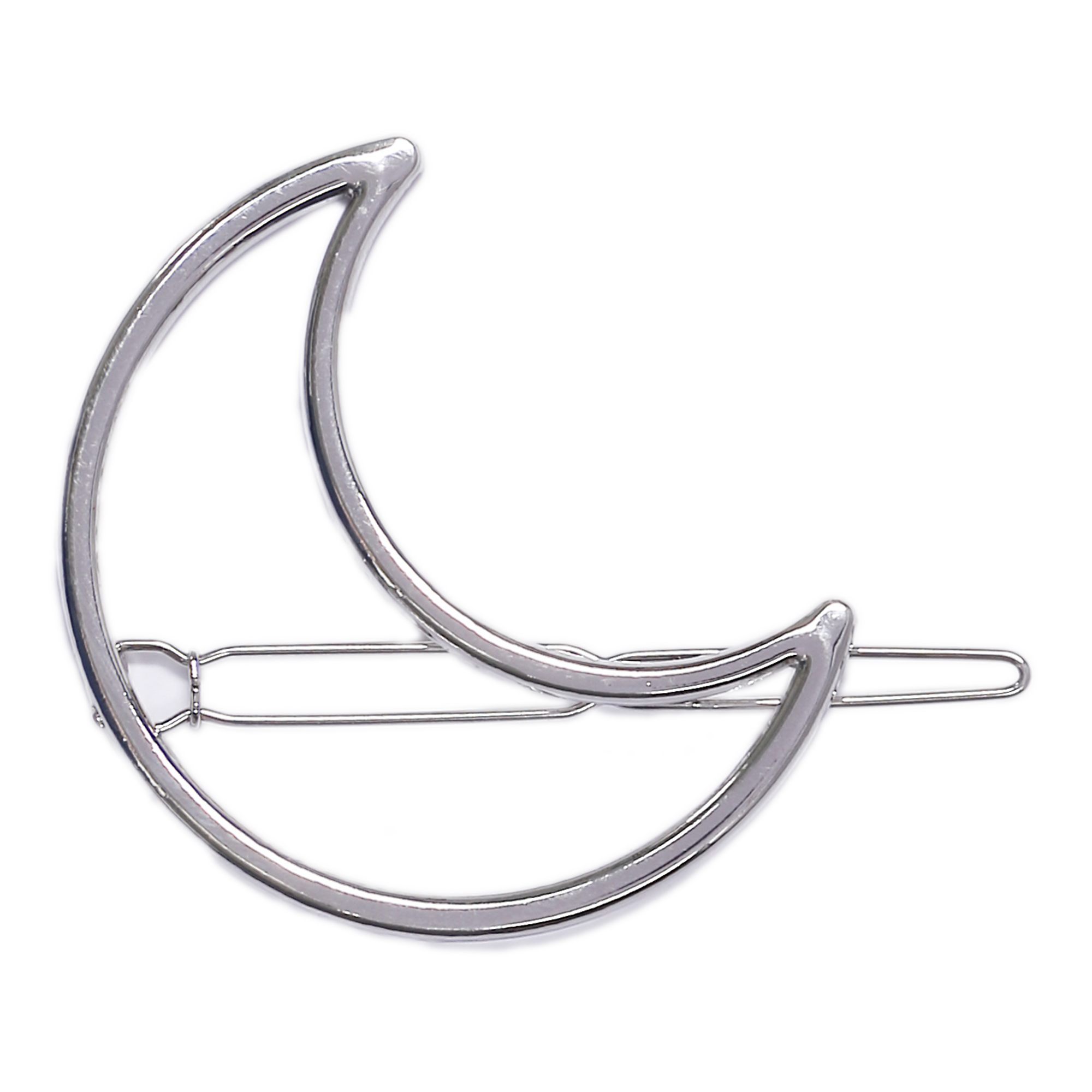 Barrette lune argentée