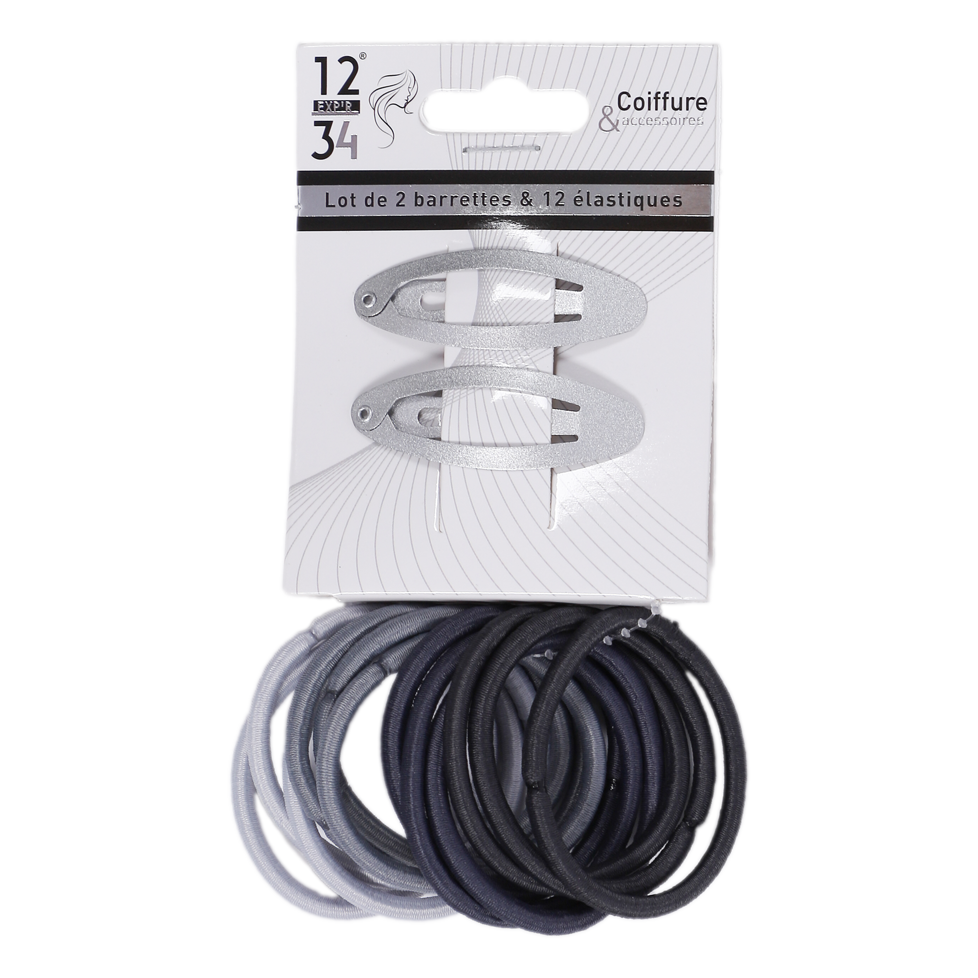 Lot de 2 barrettes + 12 élastiques