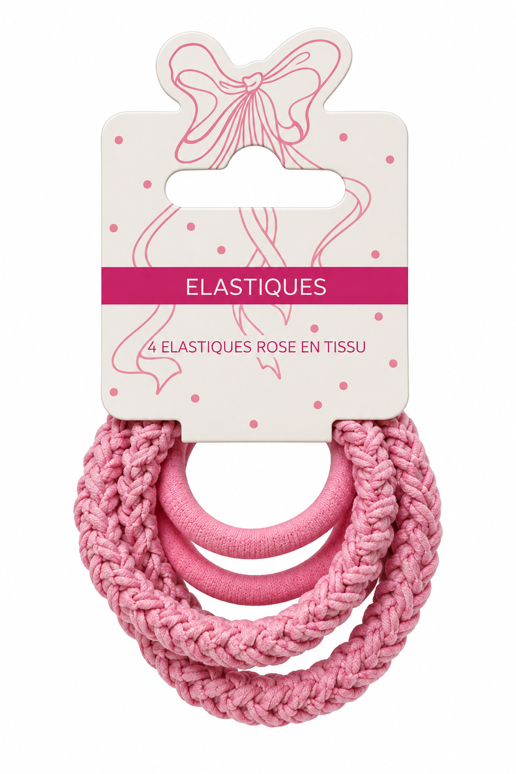 Lot de 4 élastiques roses en tissu