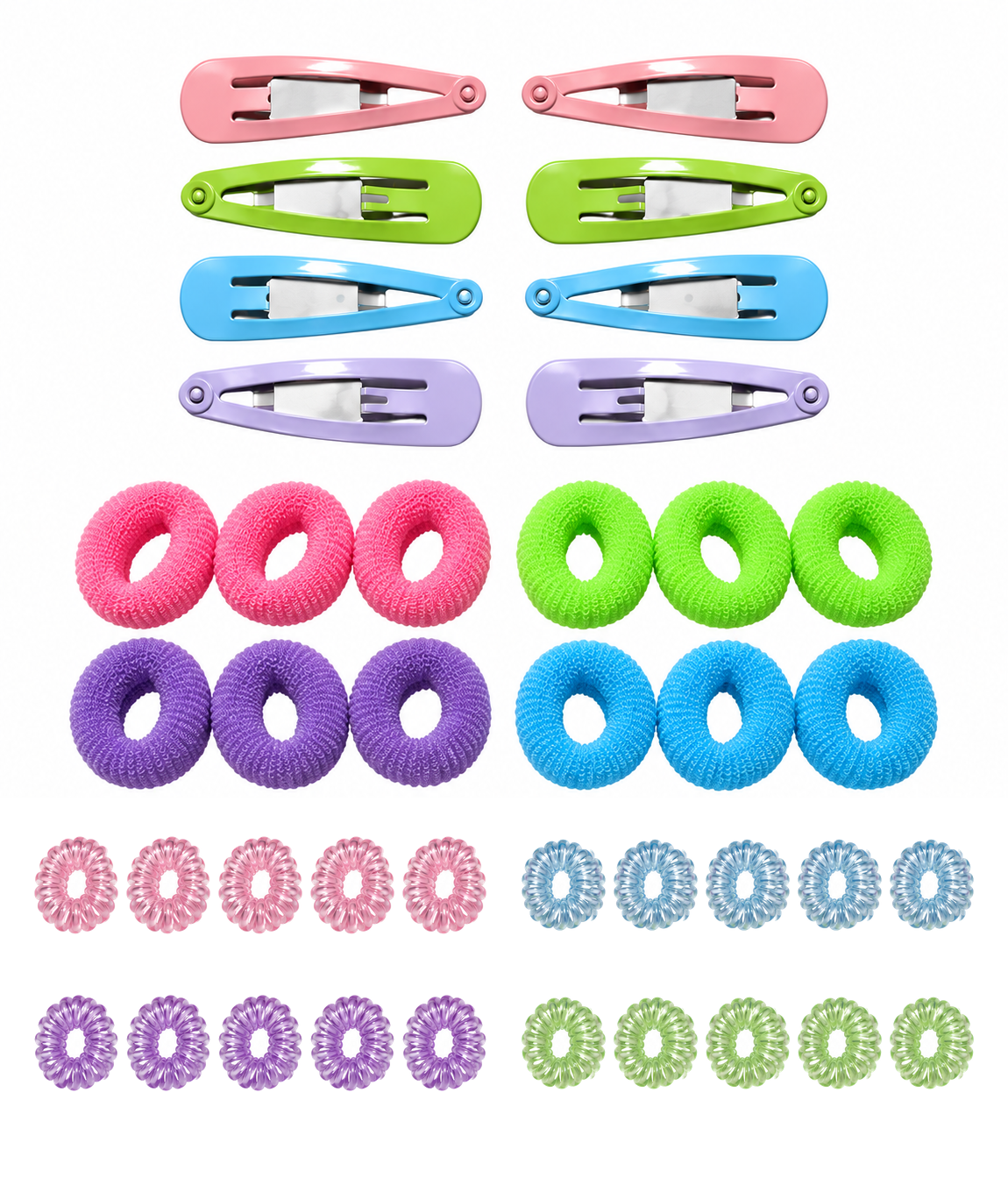Lot de 40 accessoires cheveux colorés