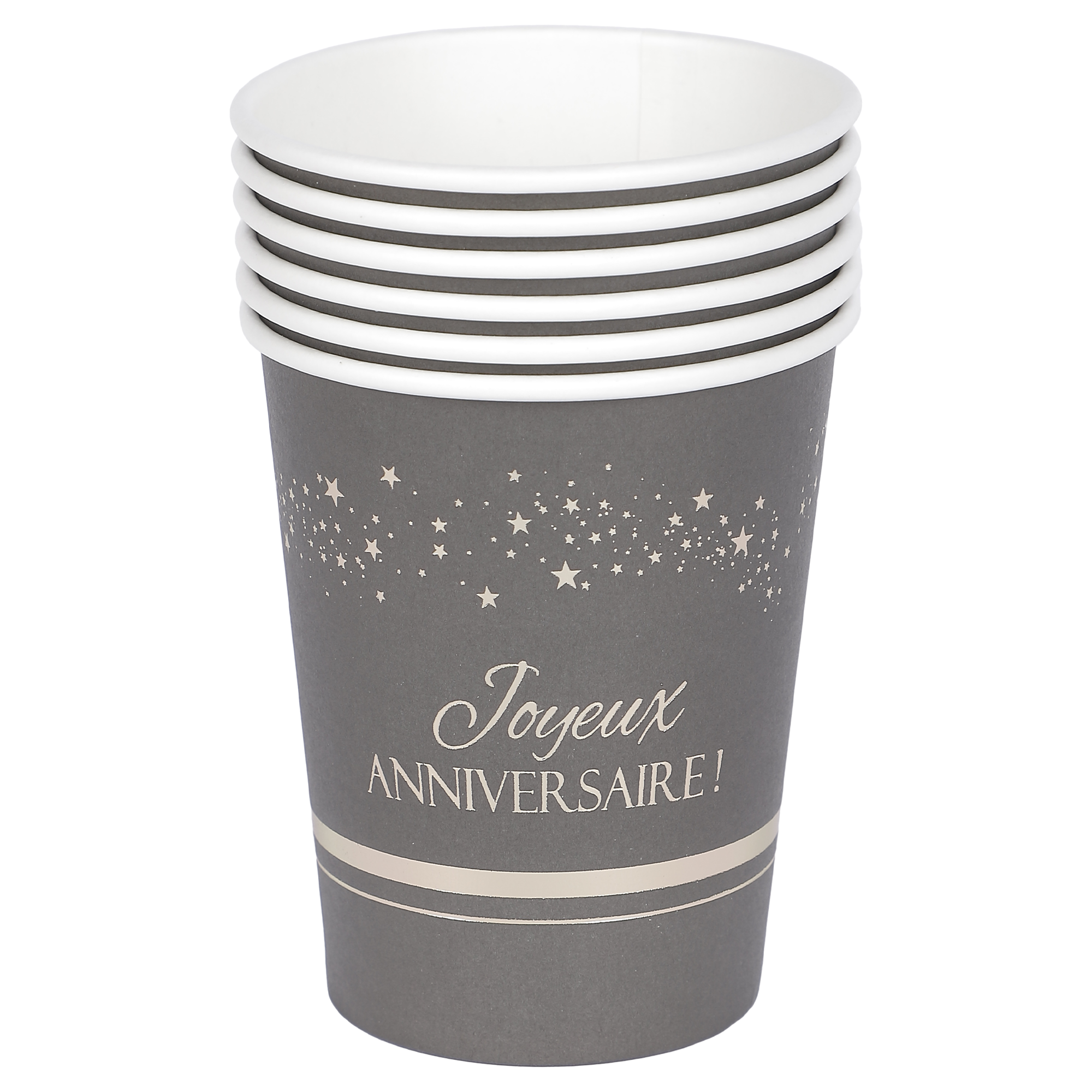 6 gobelets en carton Joyeux anniversaire