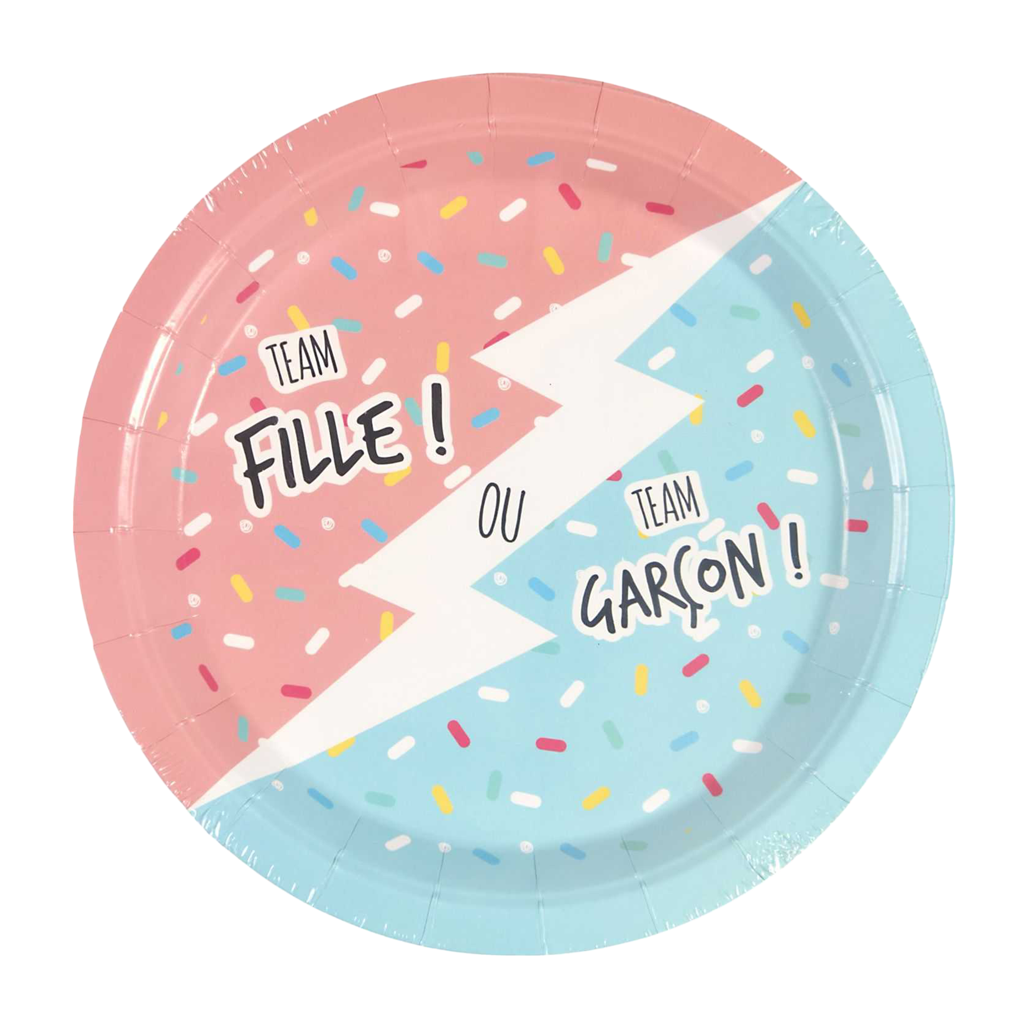 6 assiettes en carton team fille / team garçon