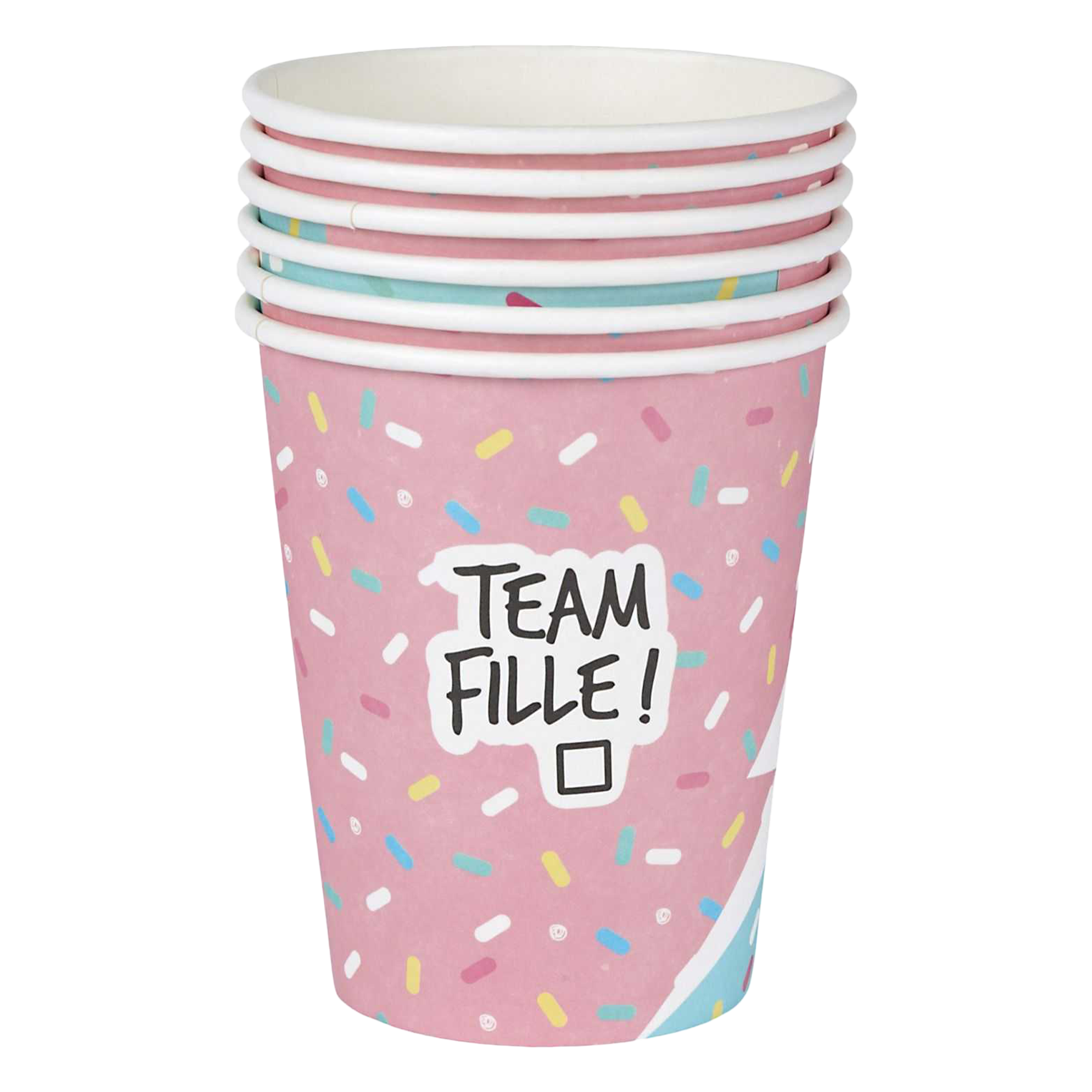 6 gobelets en carton team fille ou team garçon
