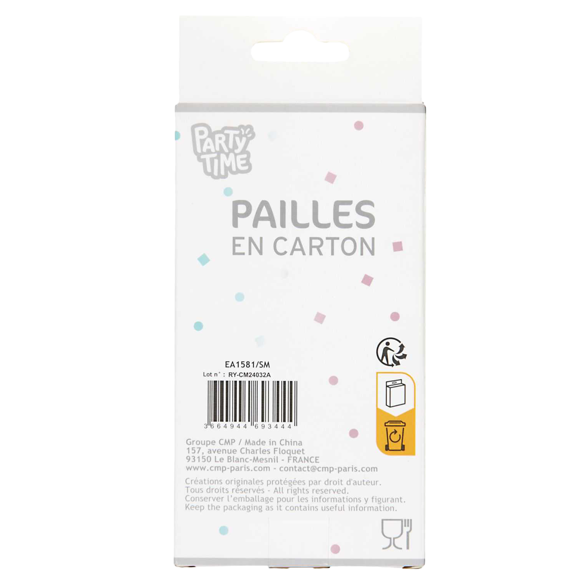 24 pailles en carton team fille ou team garçon