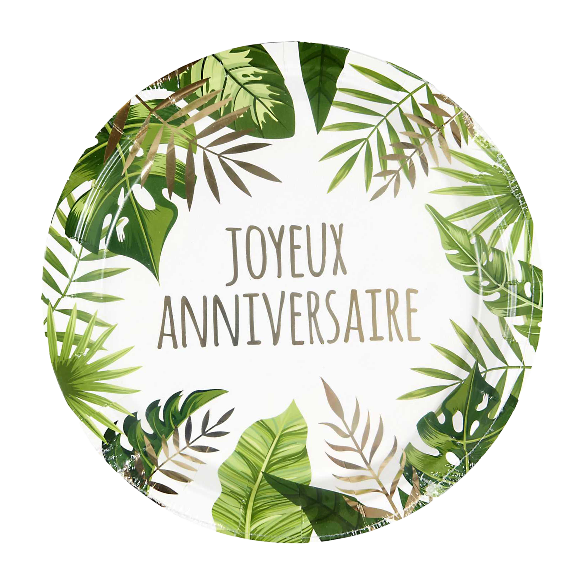 6 assiettes en carton jungle doré
