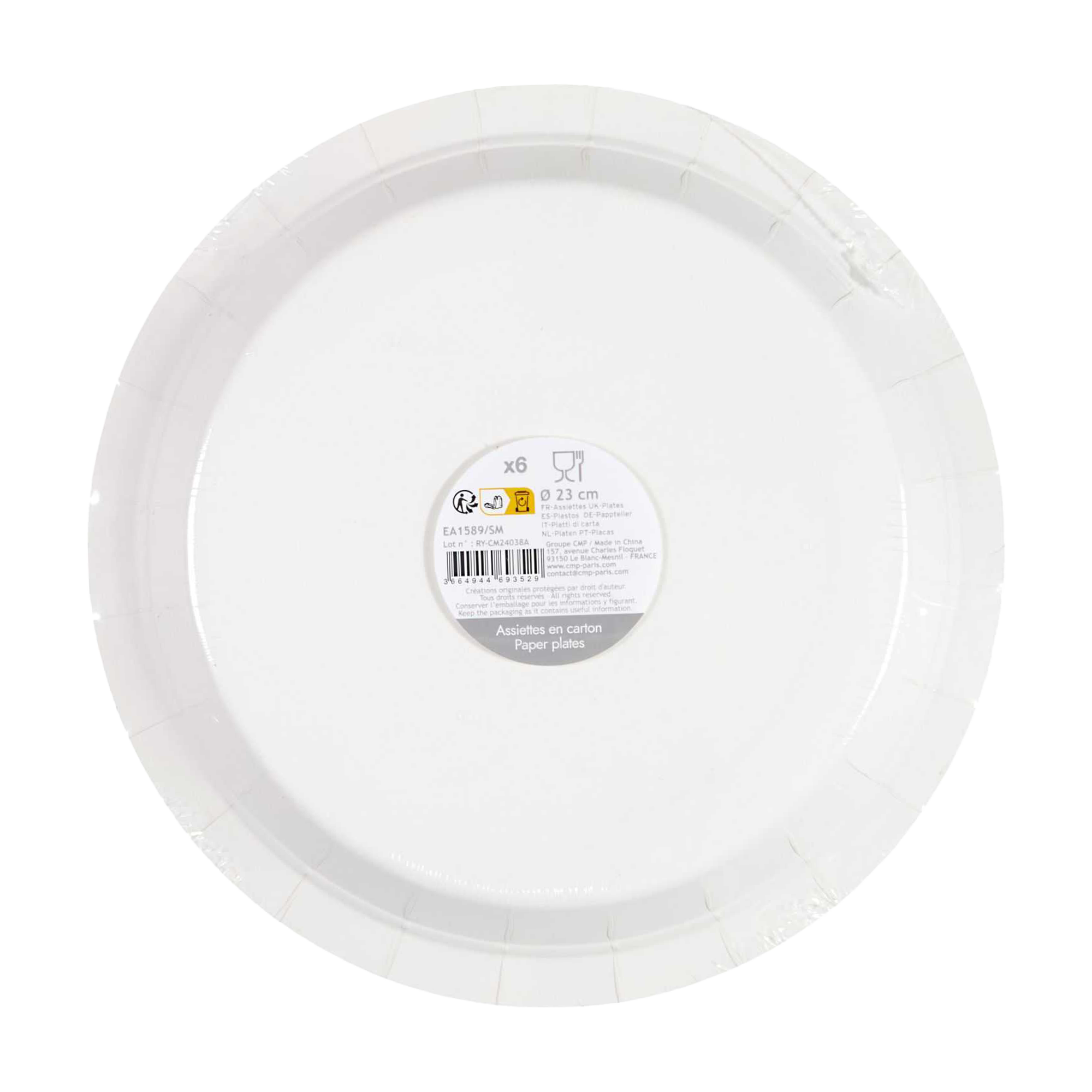 6 assiettes en carton jungle doré