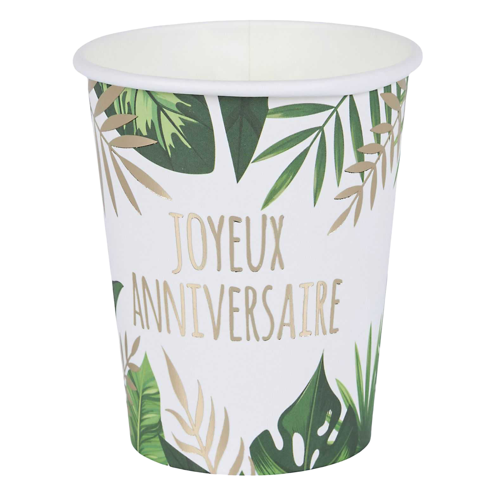 6 gobelets en carton jungle doré