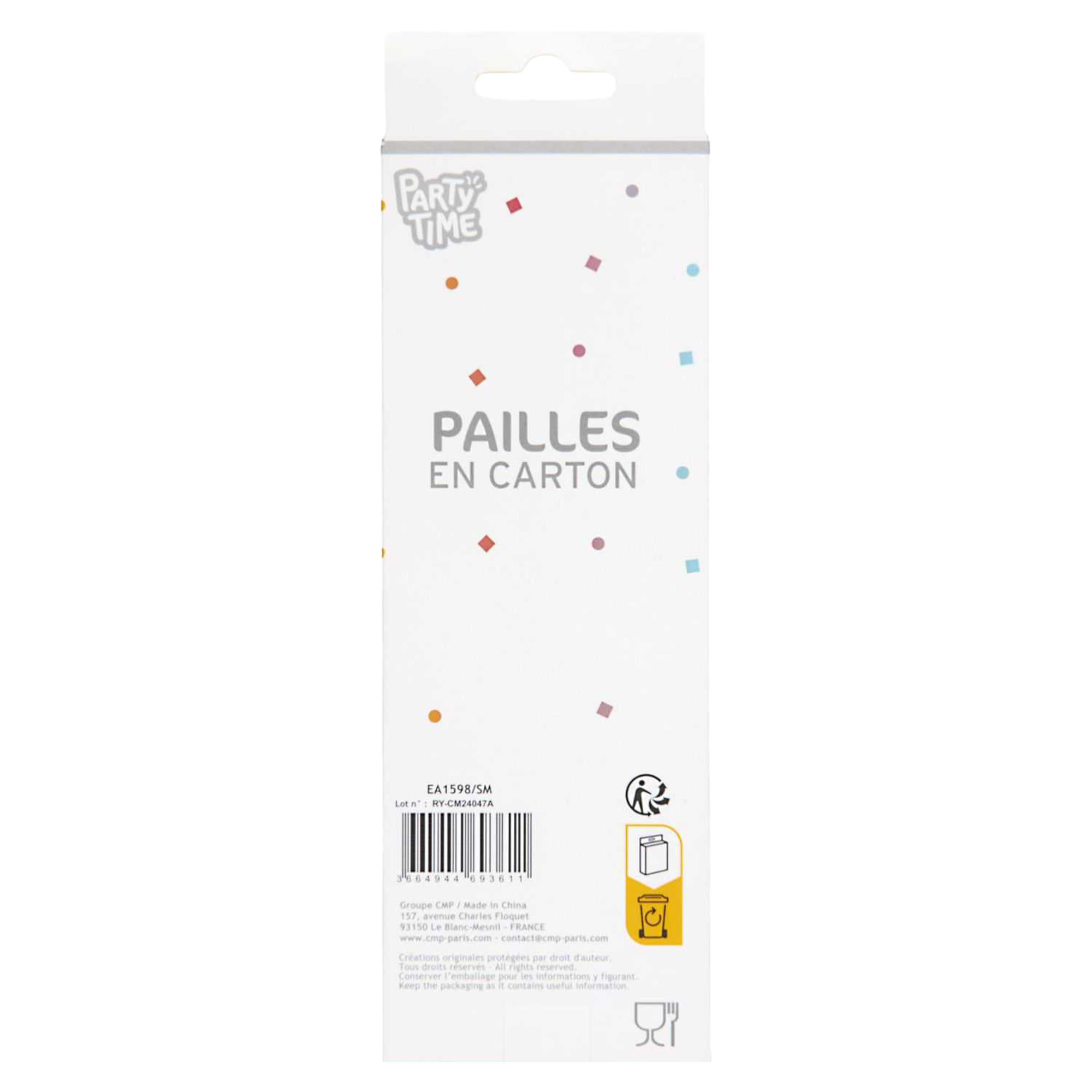 6 pailles en carton licorne
