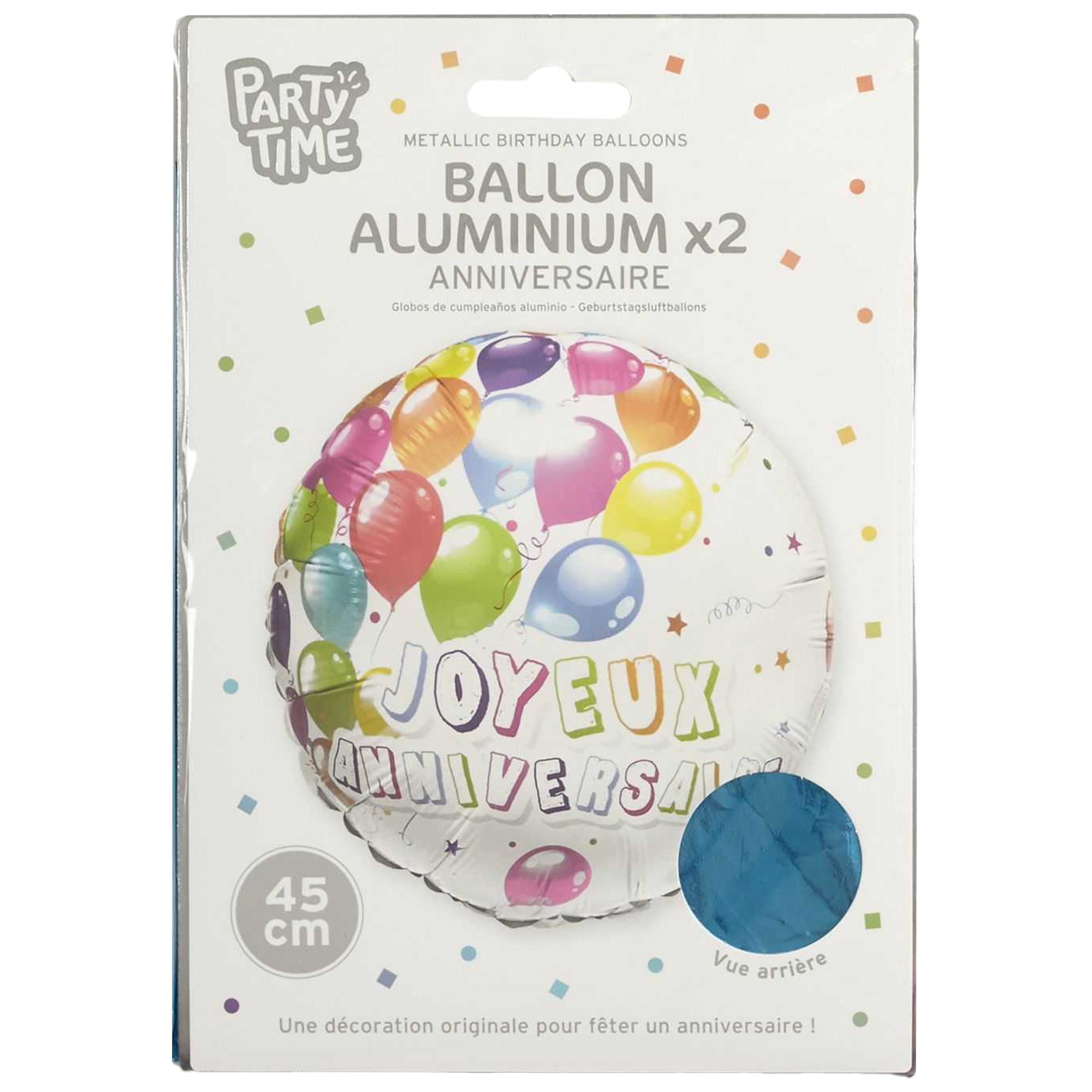 2 ballons métalisés anniversaire 45 cm