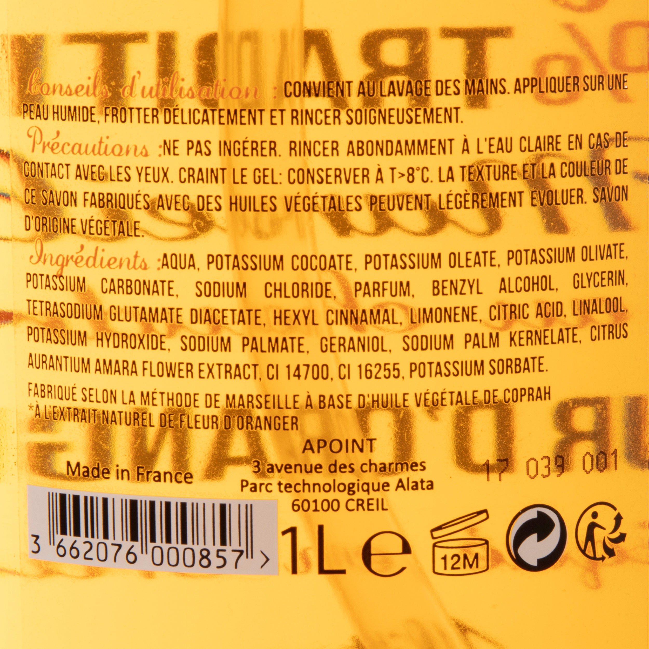 Savon liquide main fleur d'oranger 1L