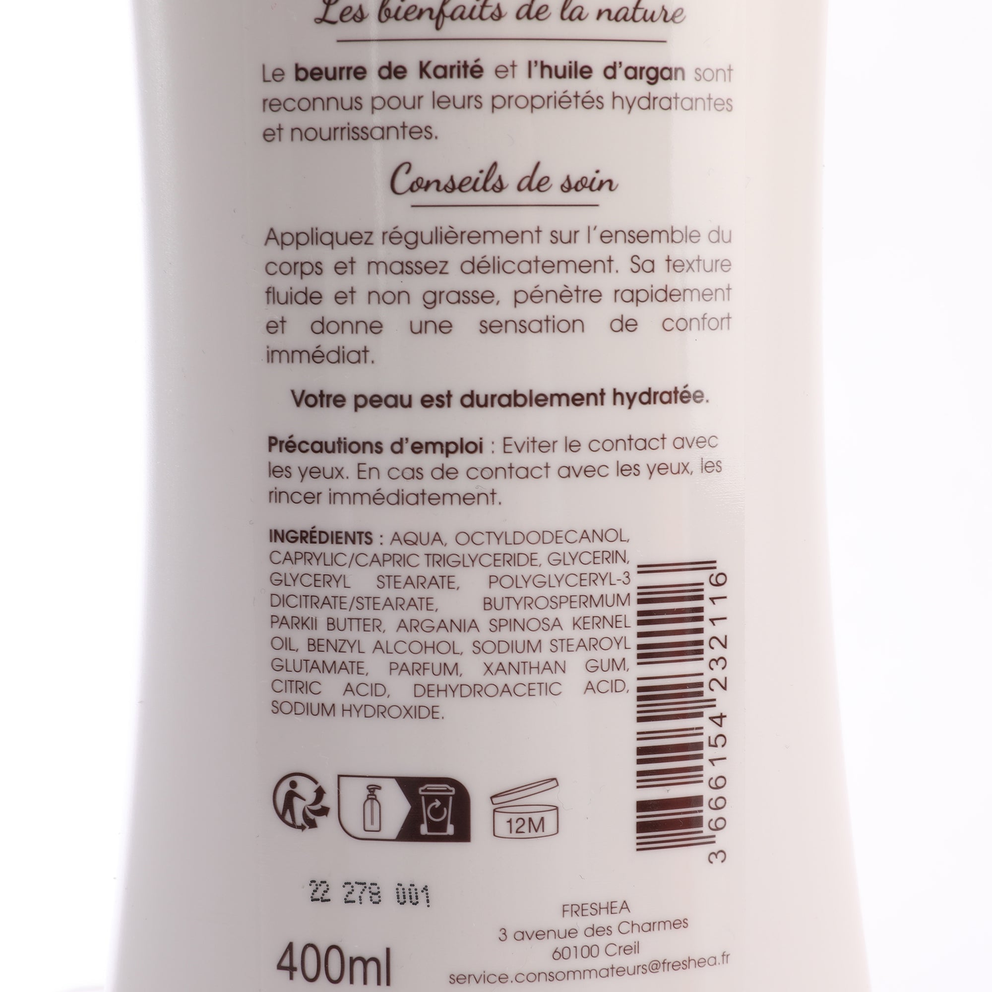 Lait anti-dessèchement corps argan et karité