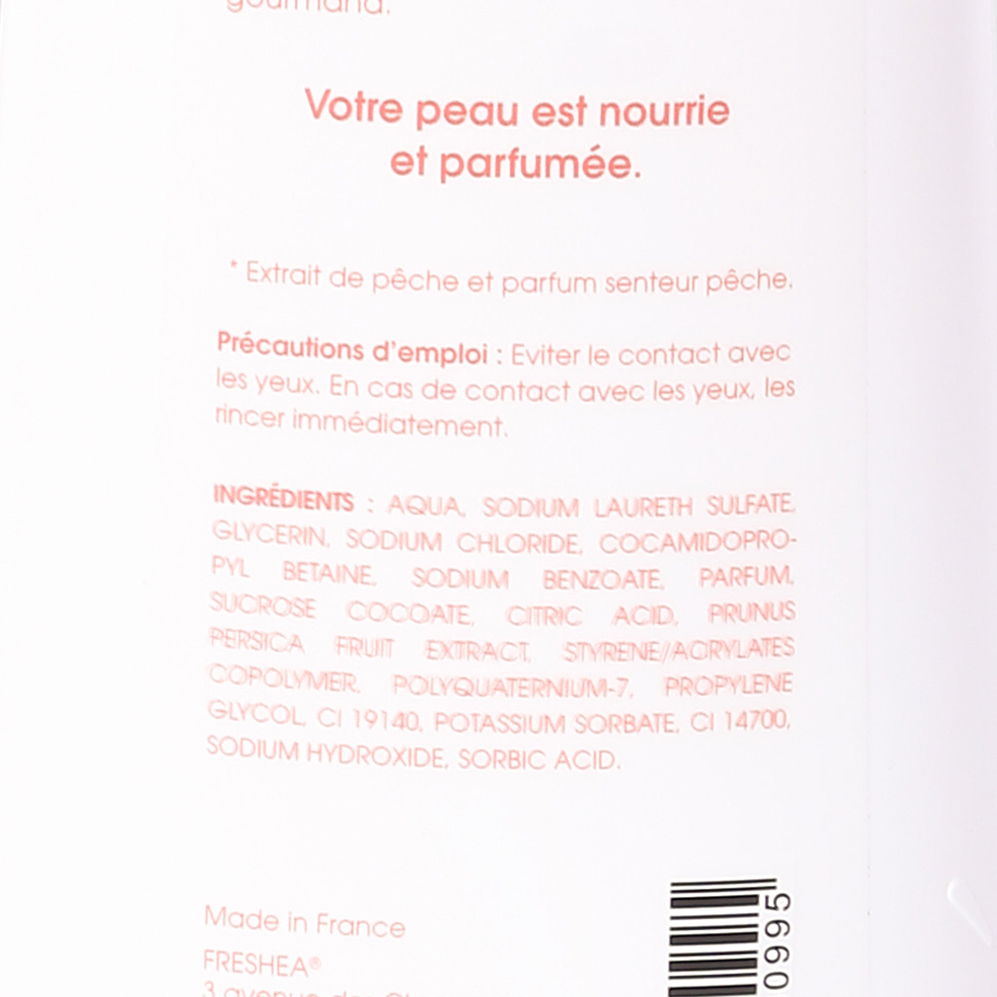 Gel douche hydratant à la pêche