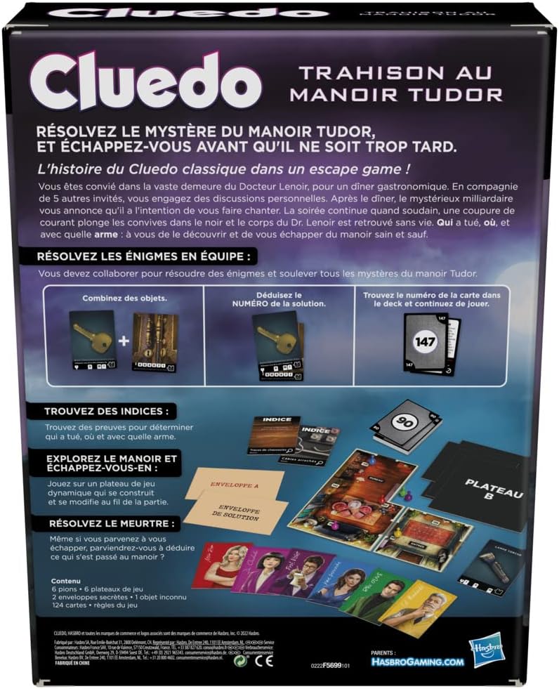 Cluedo Trahison au Manoir Tudor, Jeu de Détective Escape Game