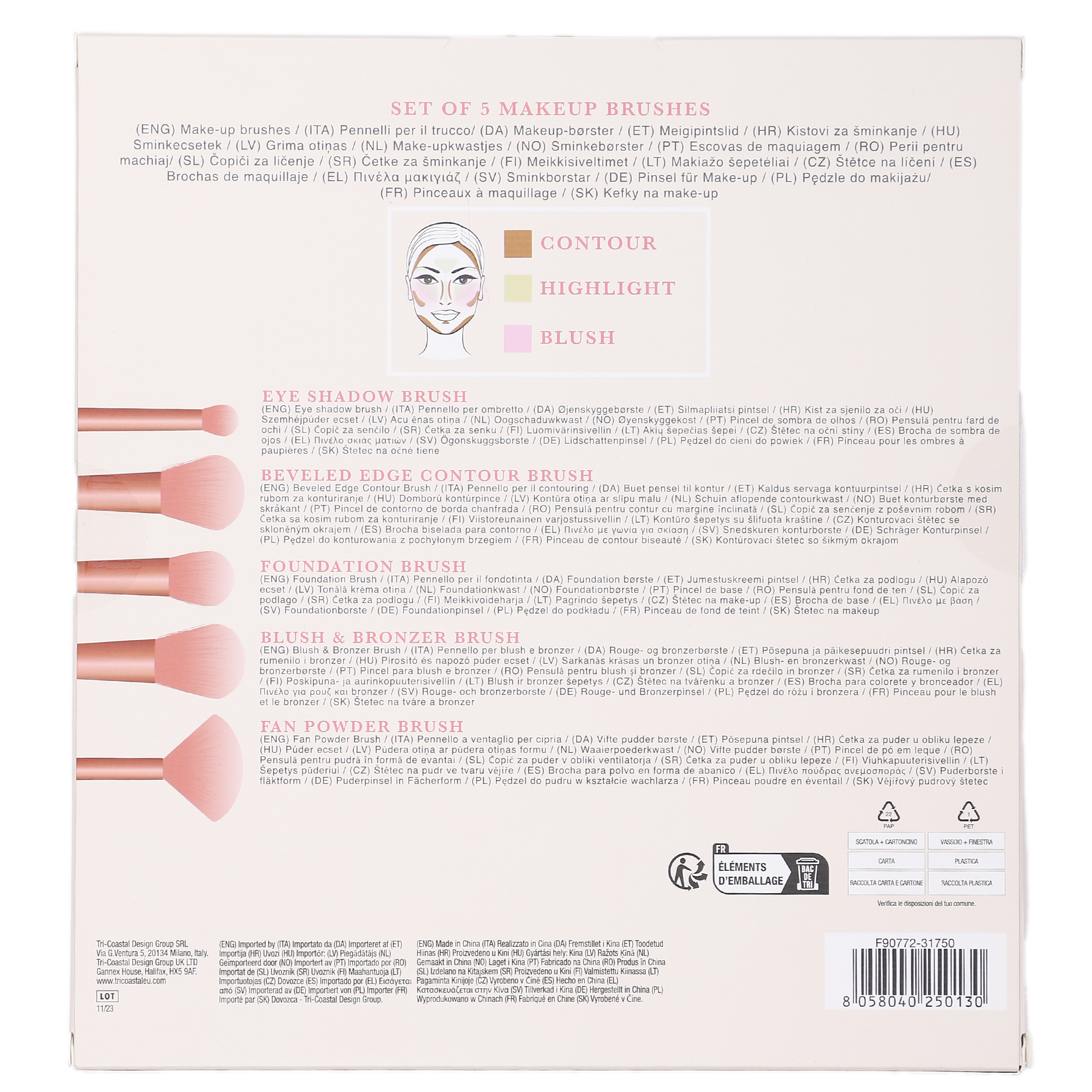 Set de 5 pinceaux à maquillage