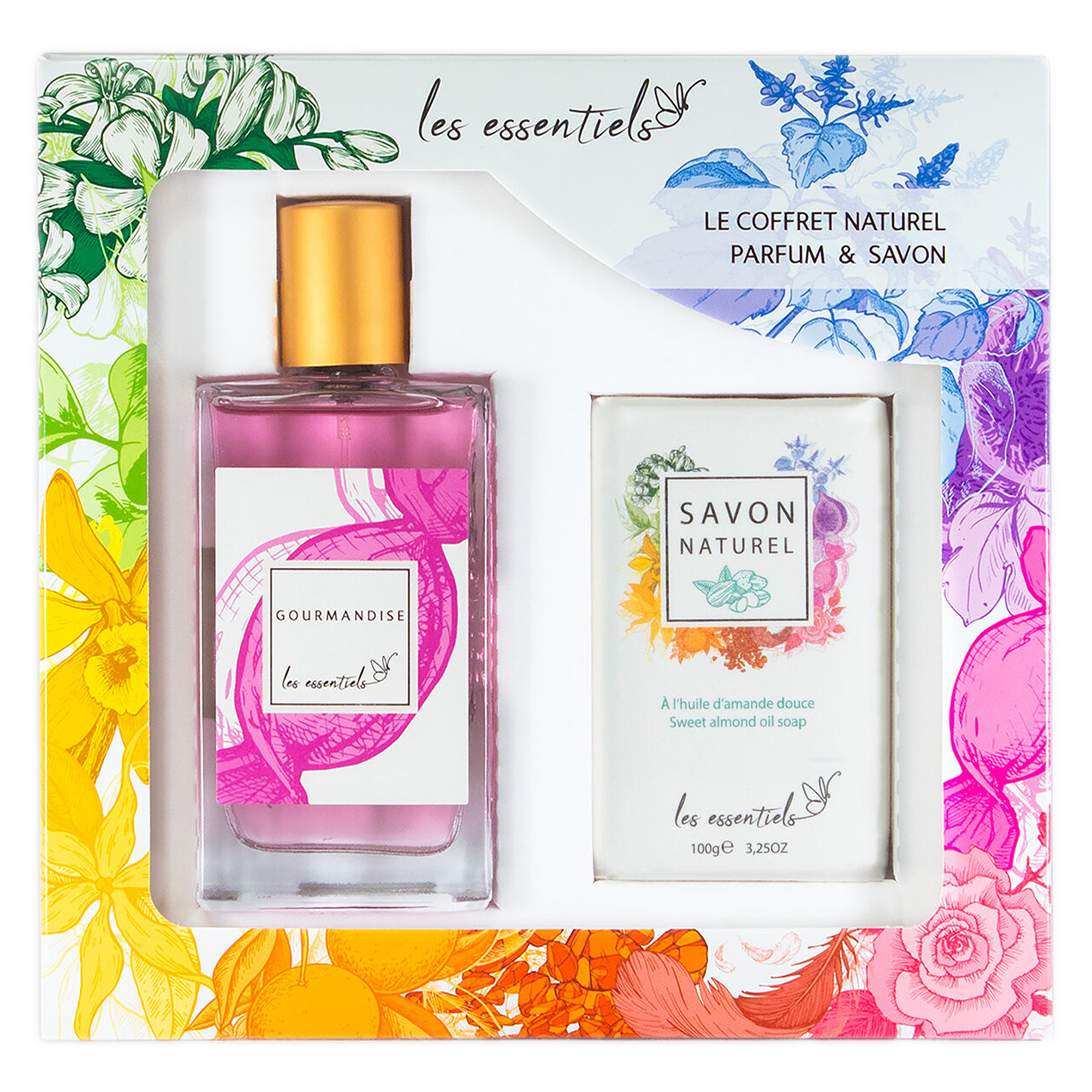 Coffret eau de parfum gourmandise 80 ml + savon amande douce naturel