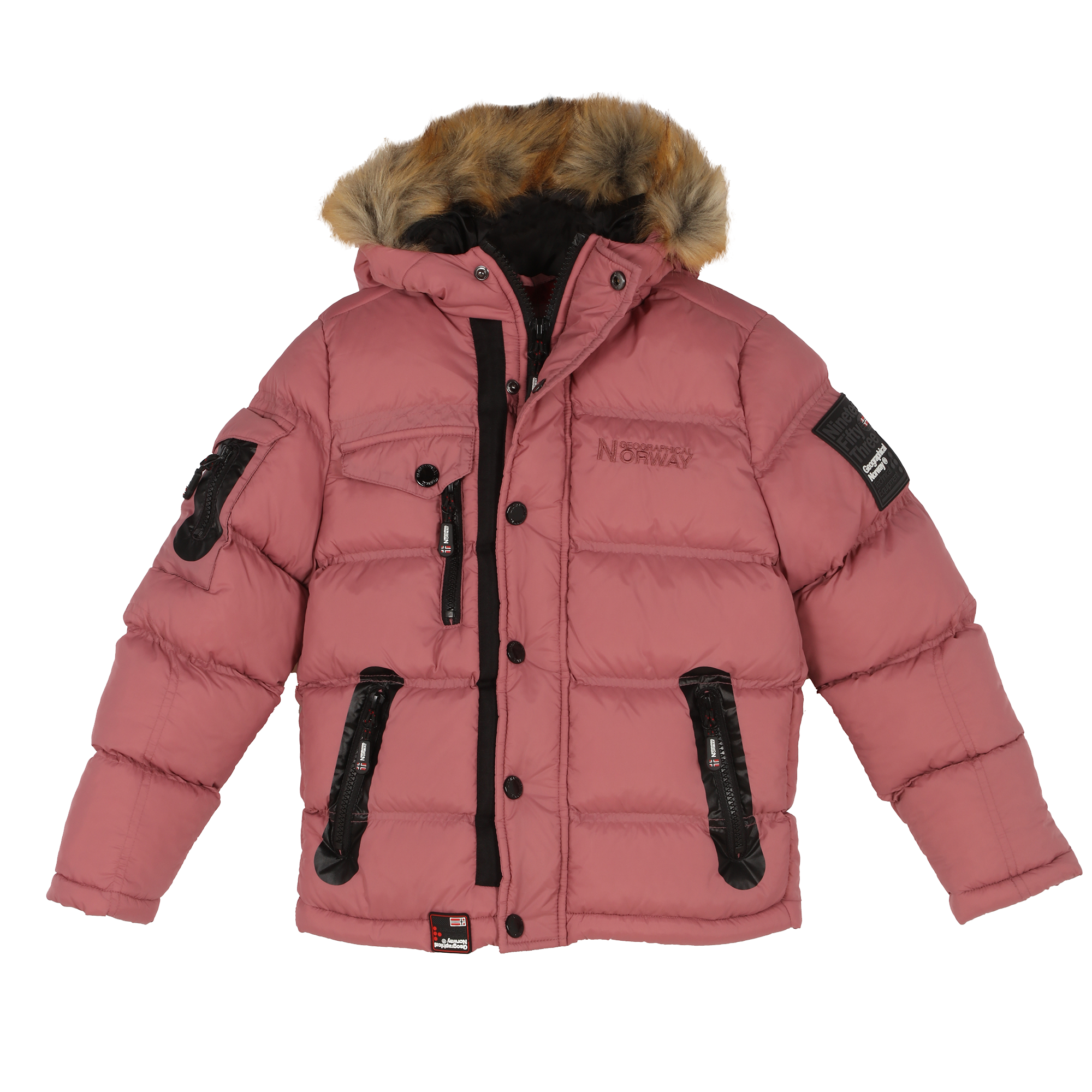 Doudoune capuche fausse fourrure 8/14 ans - Rose