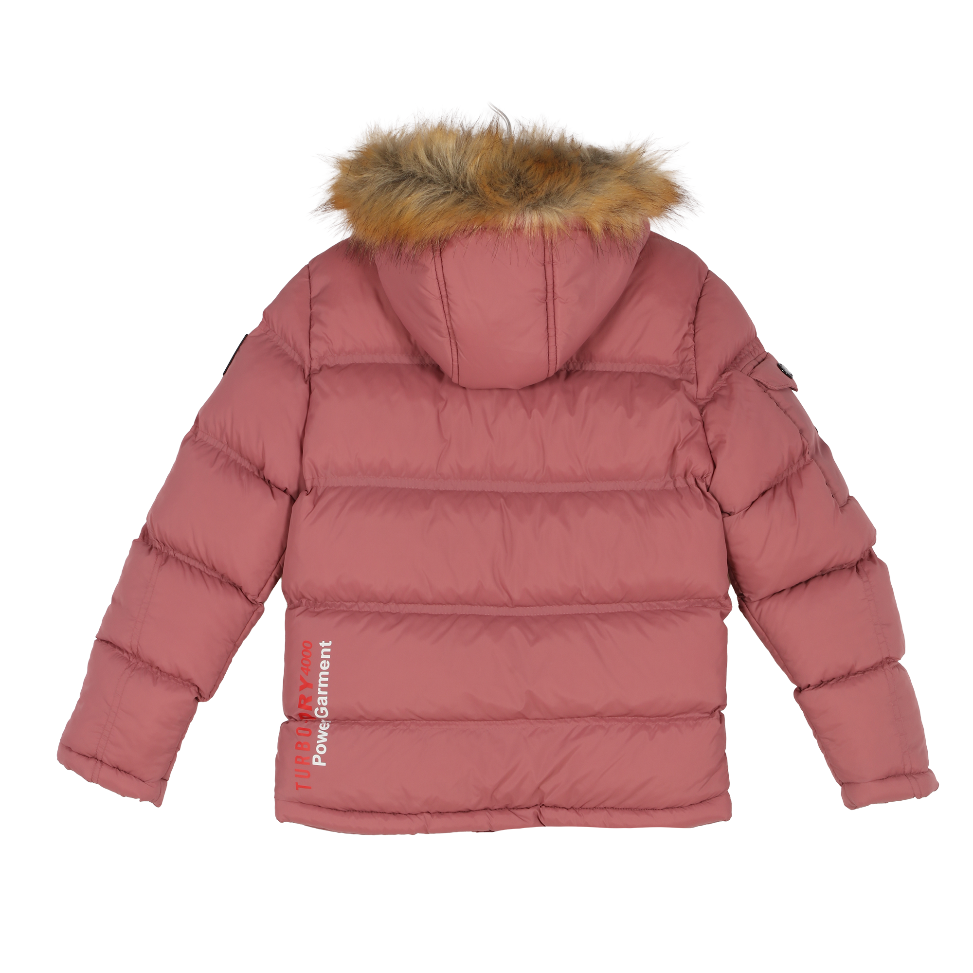 Doudoune capuche fausse fourrure 8/14 ans - Rose