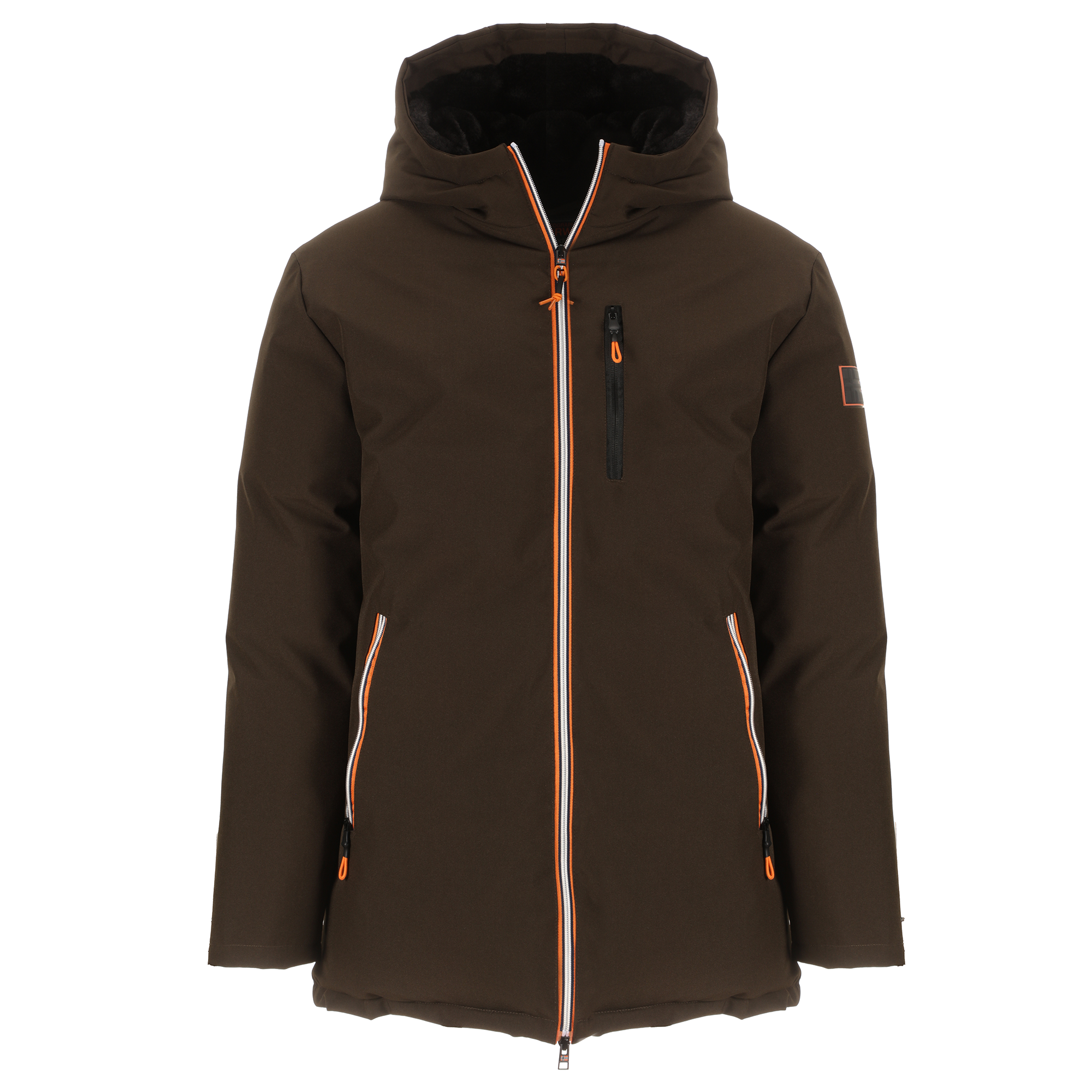 Parka zippée contrastée  - Kaki