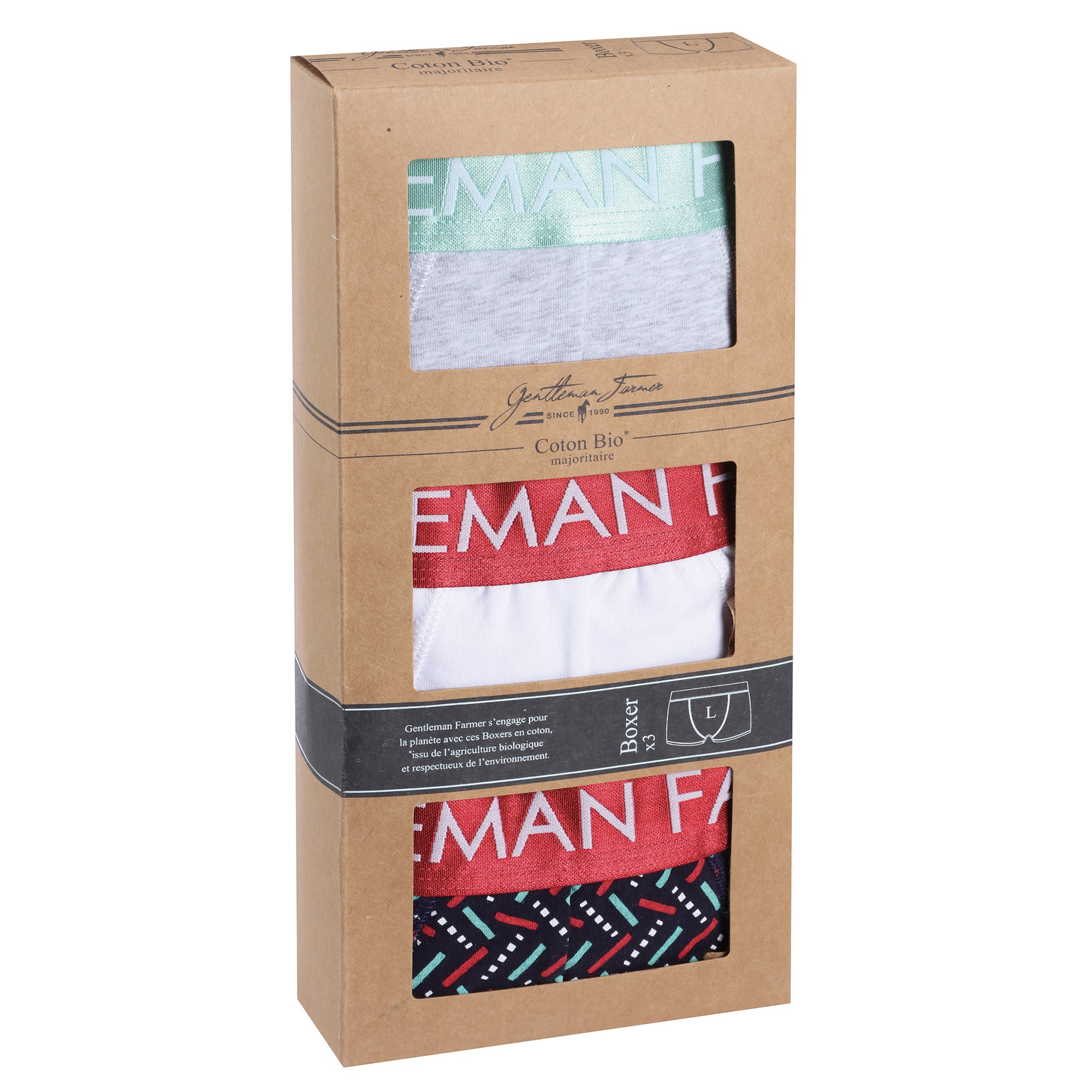 Coffret de 3 boxers coton uni