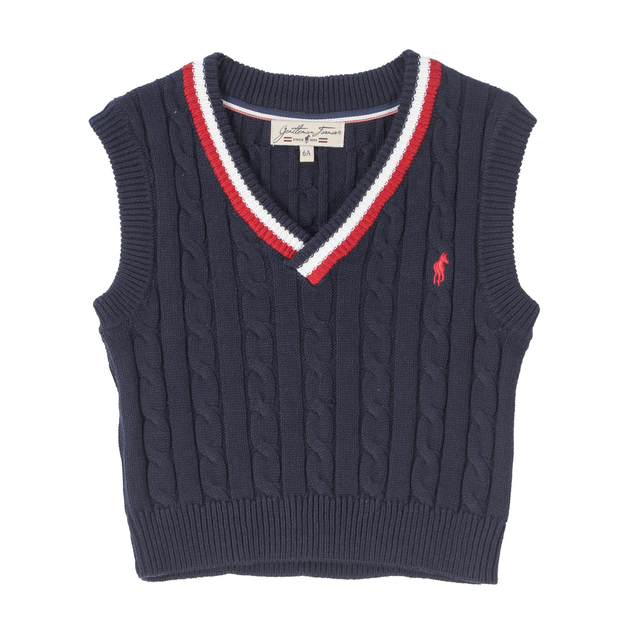 Pull sans manches avec broderie 3/12 ans - Bleu foncé