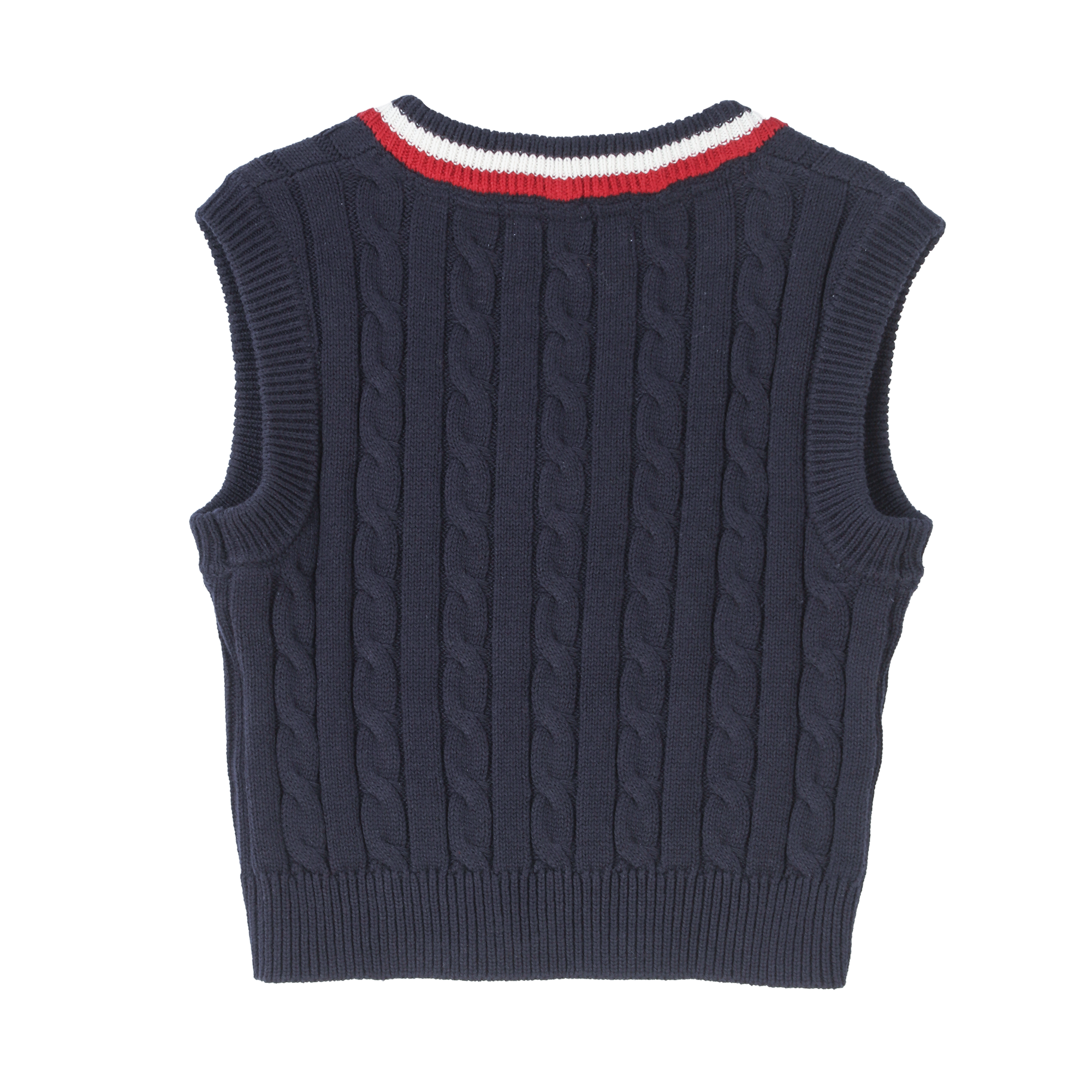 Pull sans manches avec broderie 3/12 ans - Bleu foncé