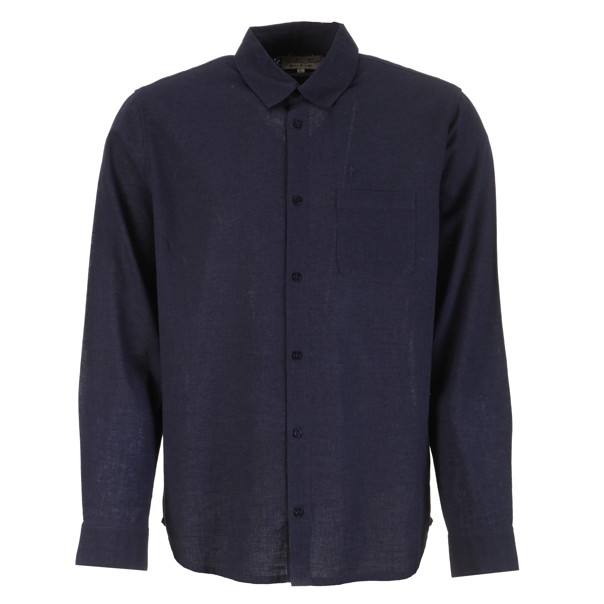 Chemise manches longues lin et coton  - Bleu foncé