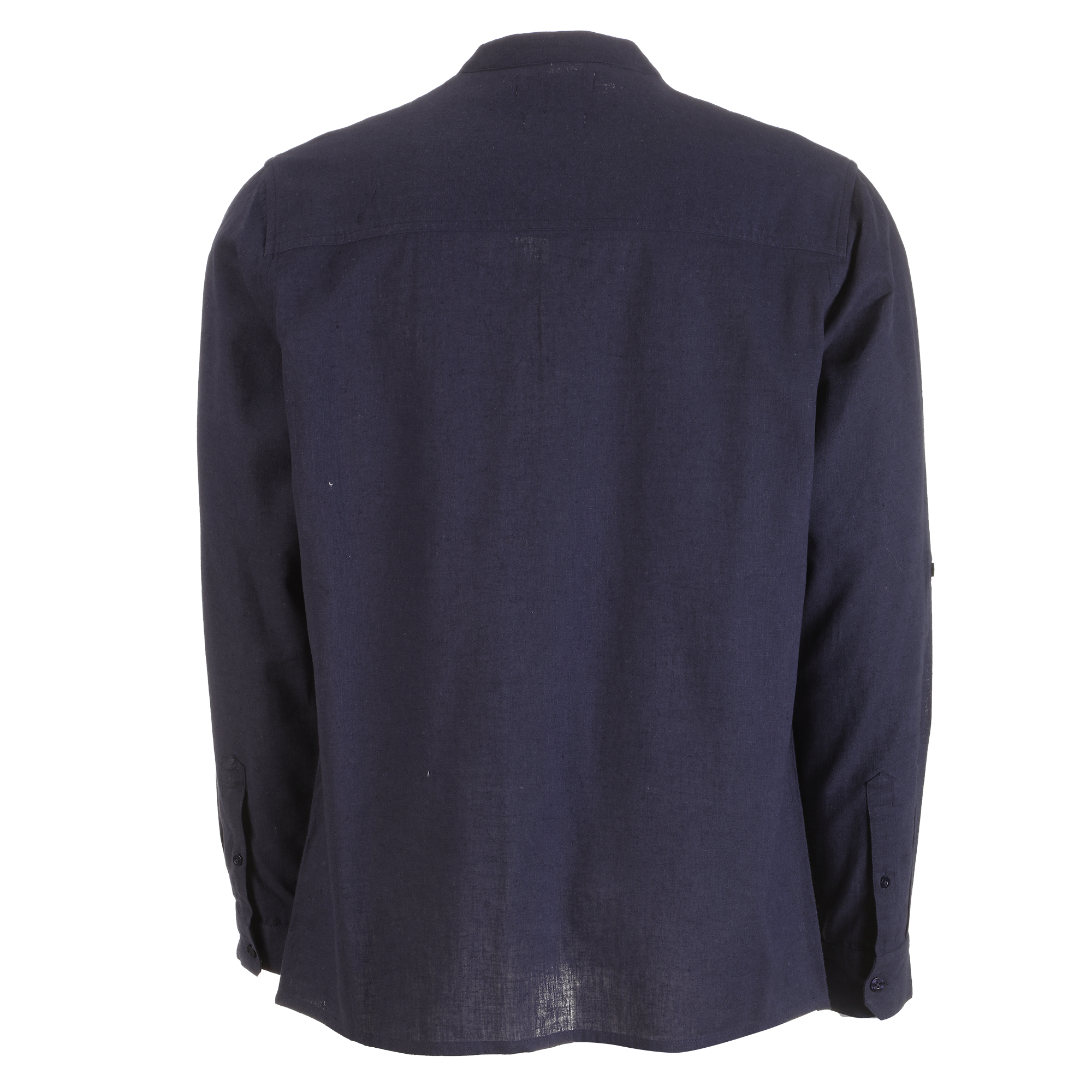 Chemise col mao lin et coton  - Bleu foncé