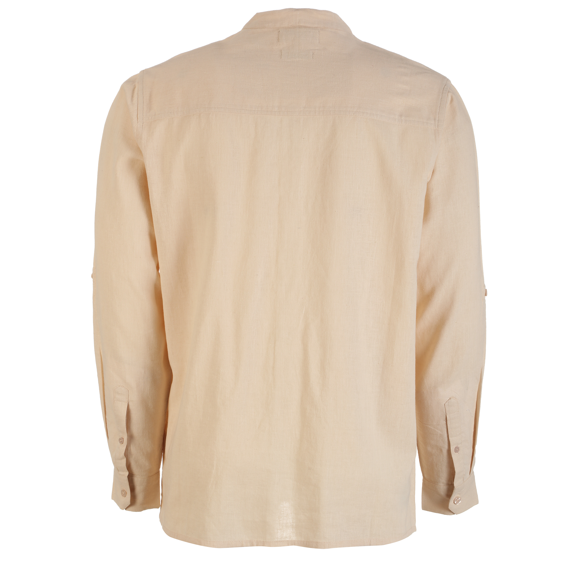 Chemise col mao lin et coton  - Bleu foncé
