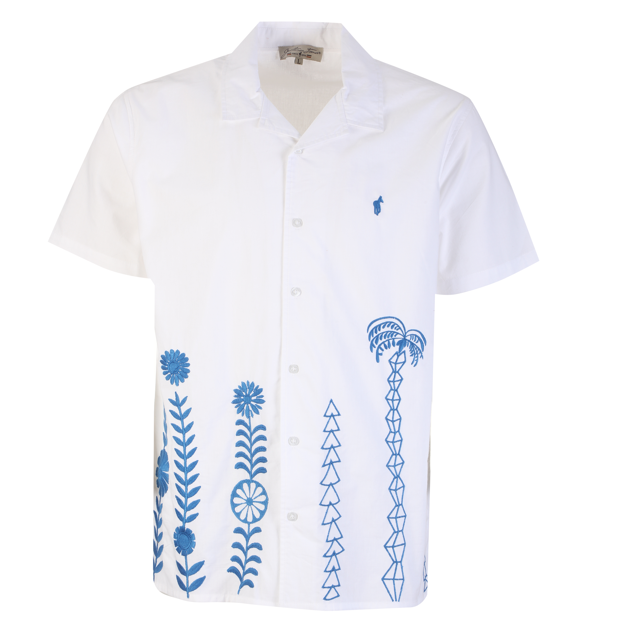 Chemise manches courtes brodée  - Blanc