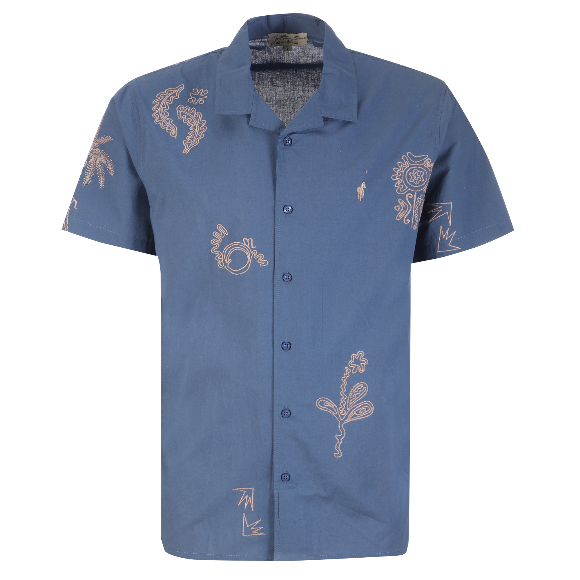Chemise manches courtes brodée  - Blanc