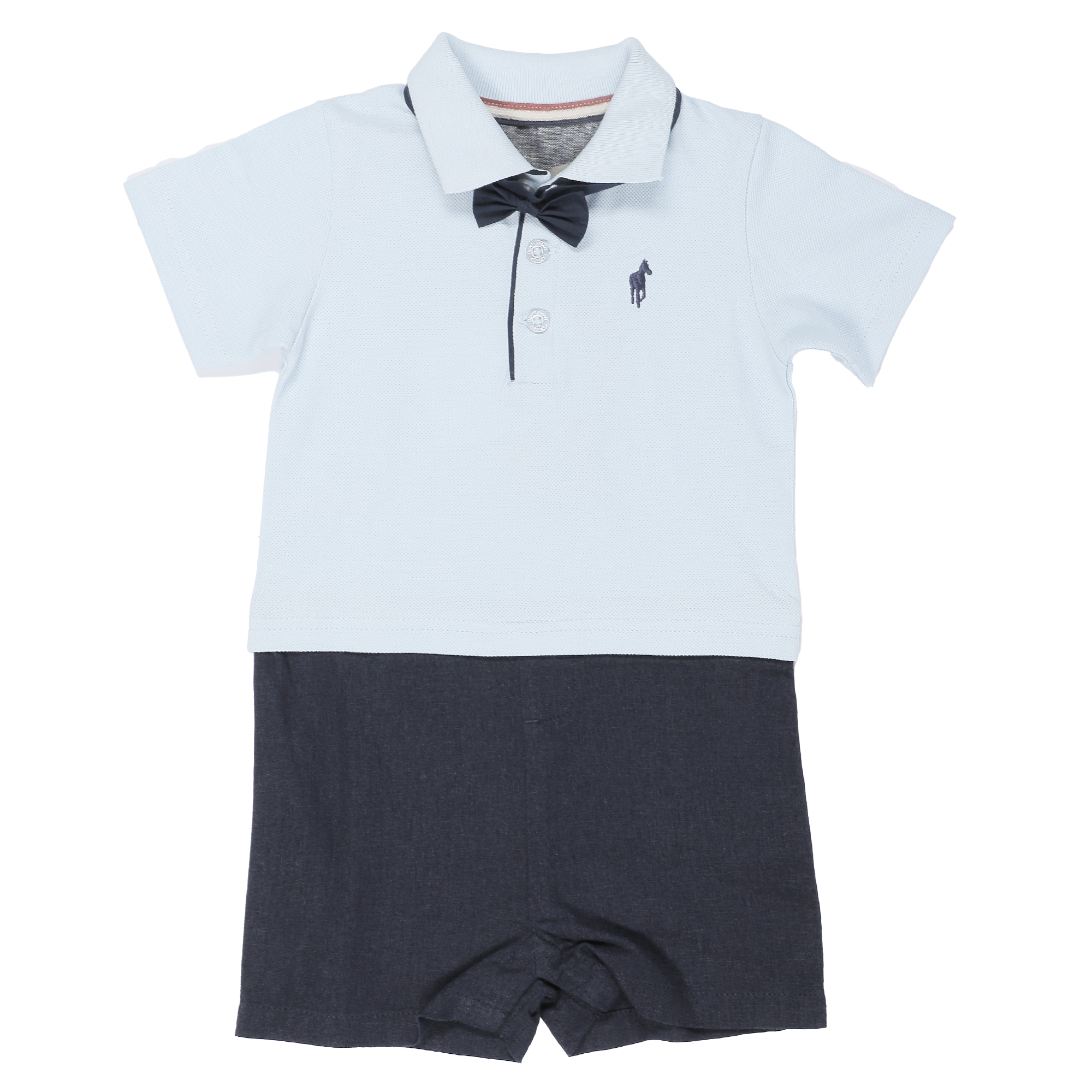 Combinaison courte avec nœud papillon 3/36 mois  - Blanc