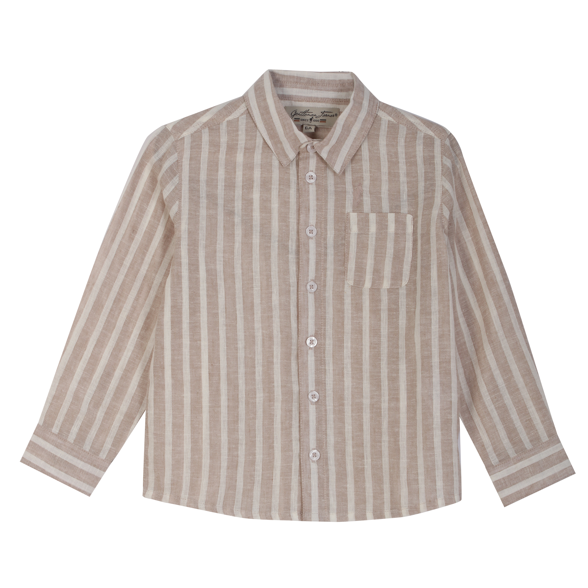 Chemise manches longues lin 3/12 ans  - Beige