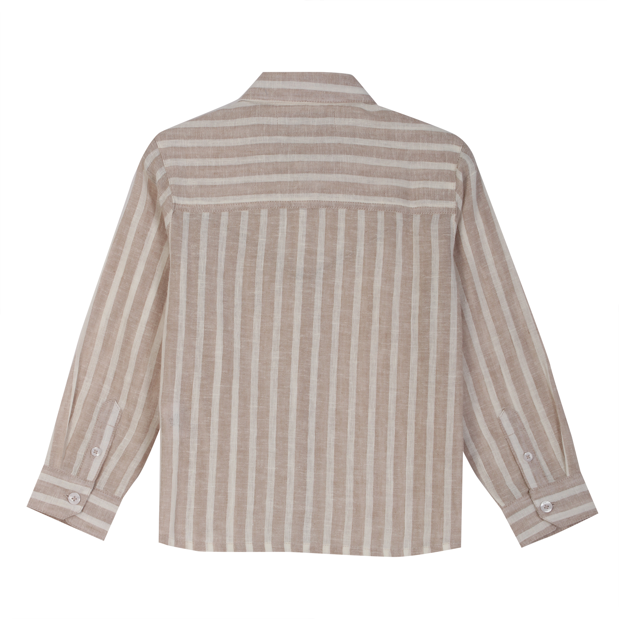 Chemise manches longues lin 3/12 ans  - Beige