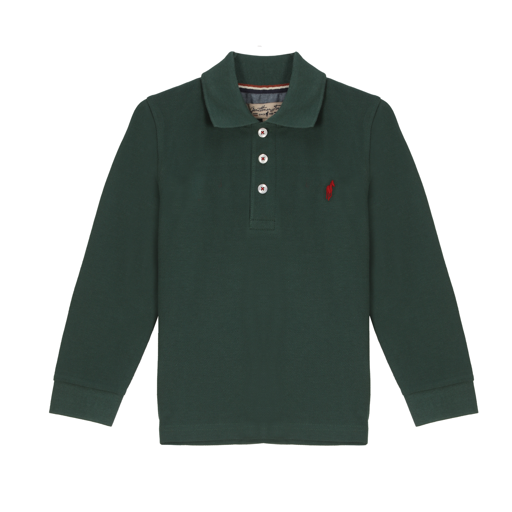 Polo manches longues avec broderie 3/12 ans - Vert