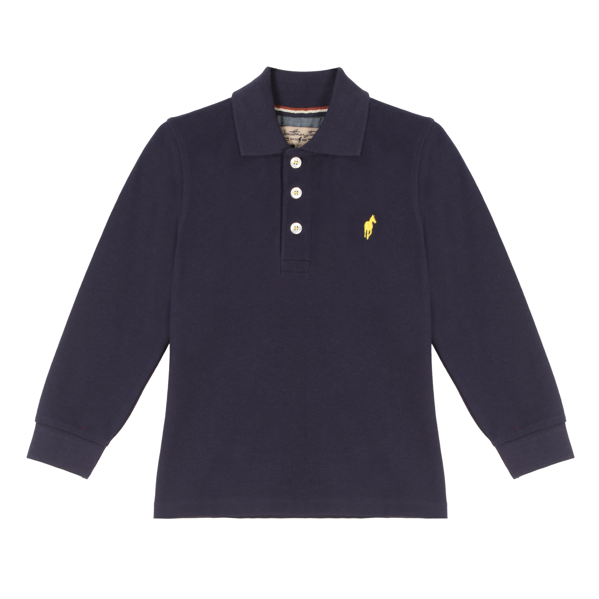 Polo manches longues avec broderie 3/12 ans - Bleu foncé