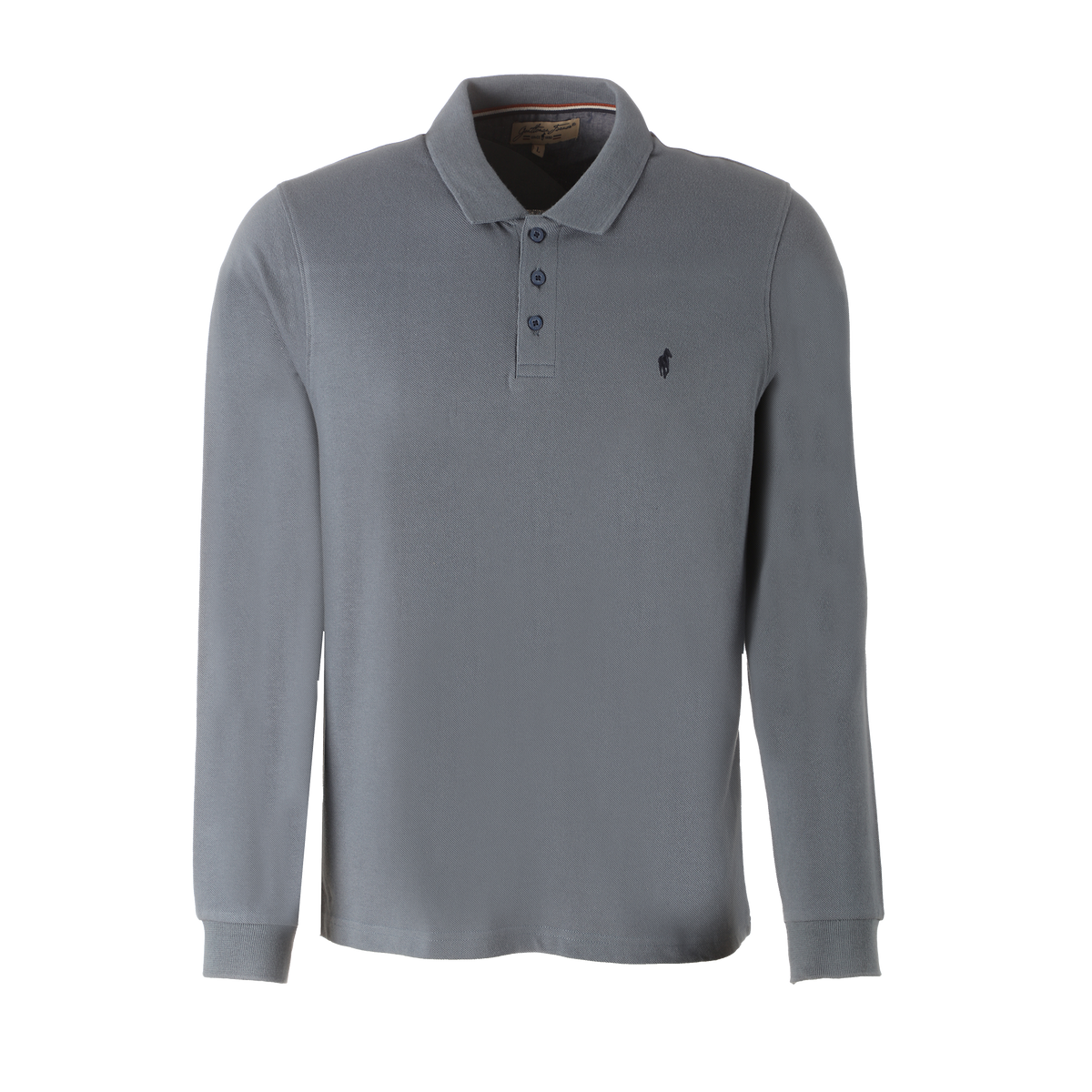 Polo piqué homme manches longues Gentleman Farmer bleu – tailles S à XXL