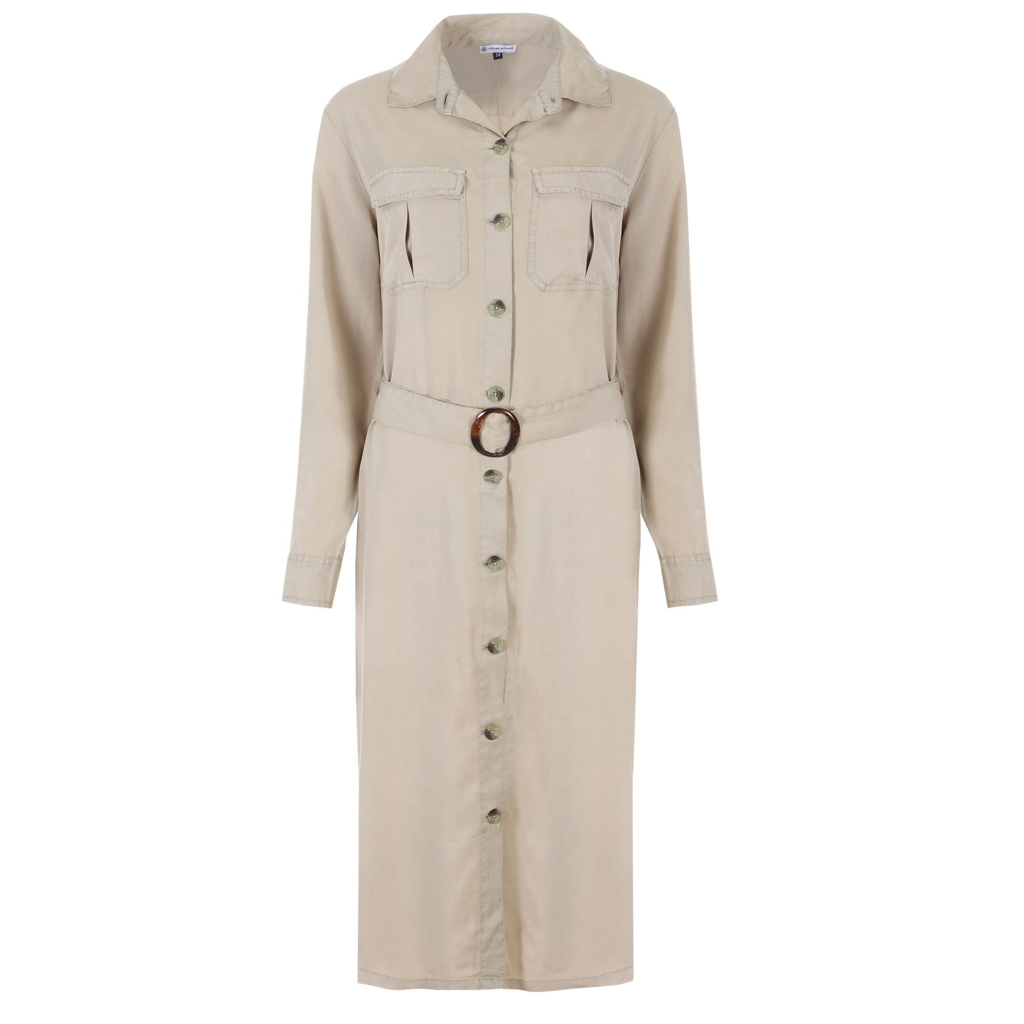 Robe chemise longue  - Beige