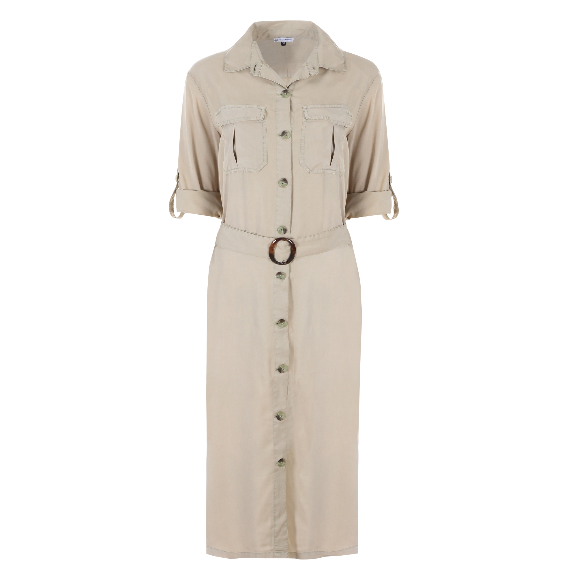 Robe chemise longue  - Beige