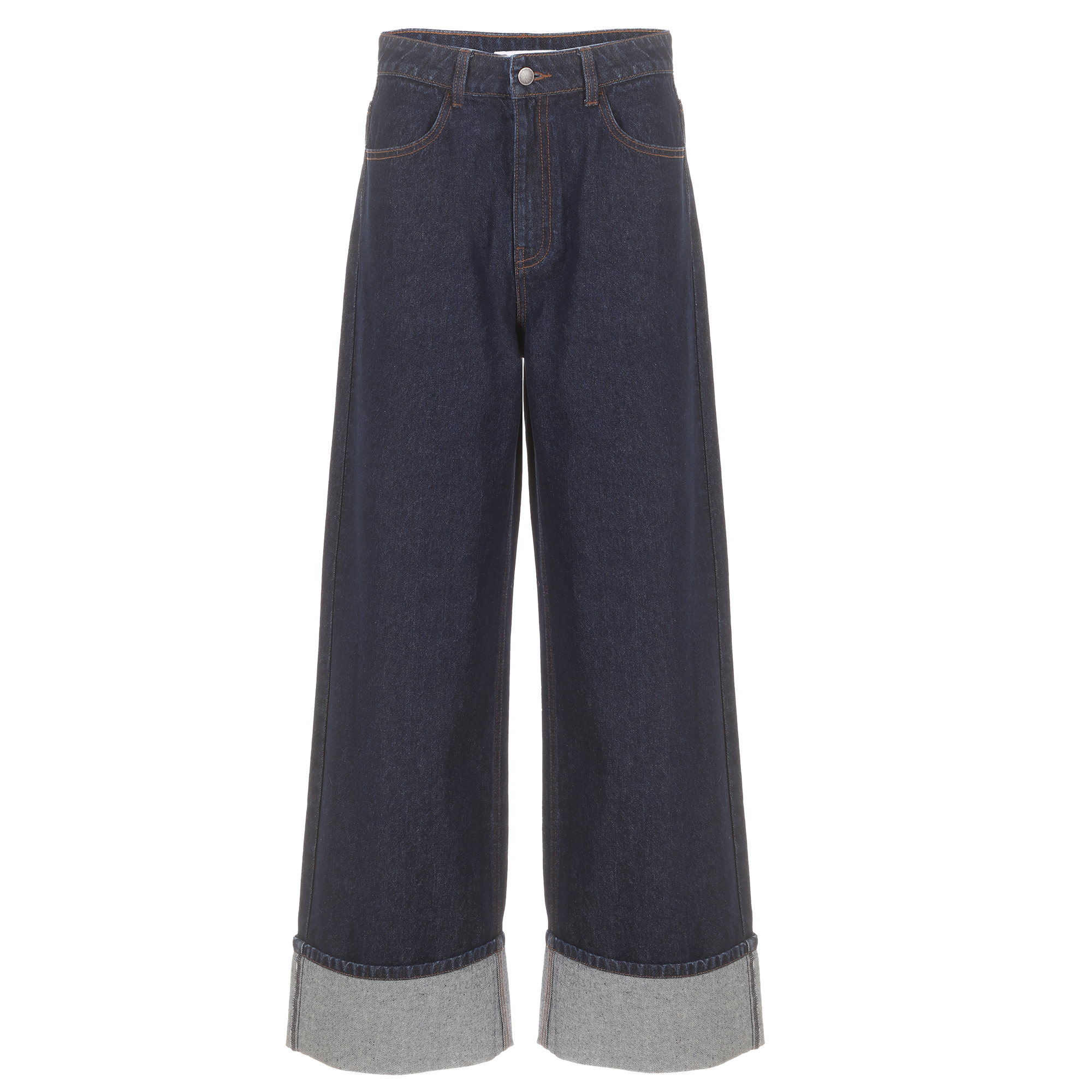 Jean large à revers - Bleu