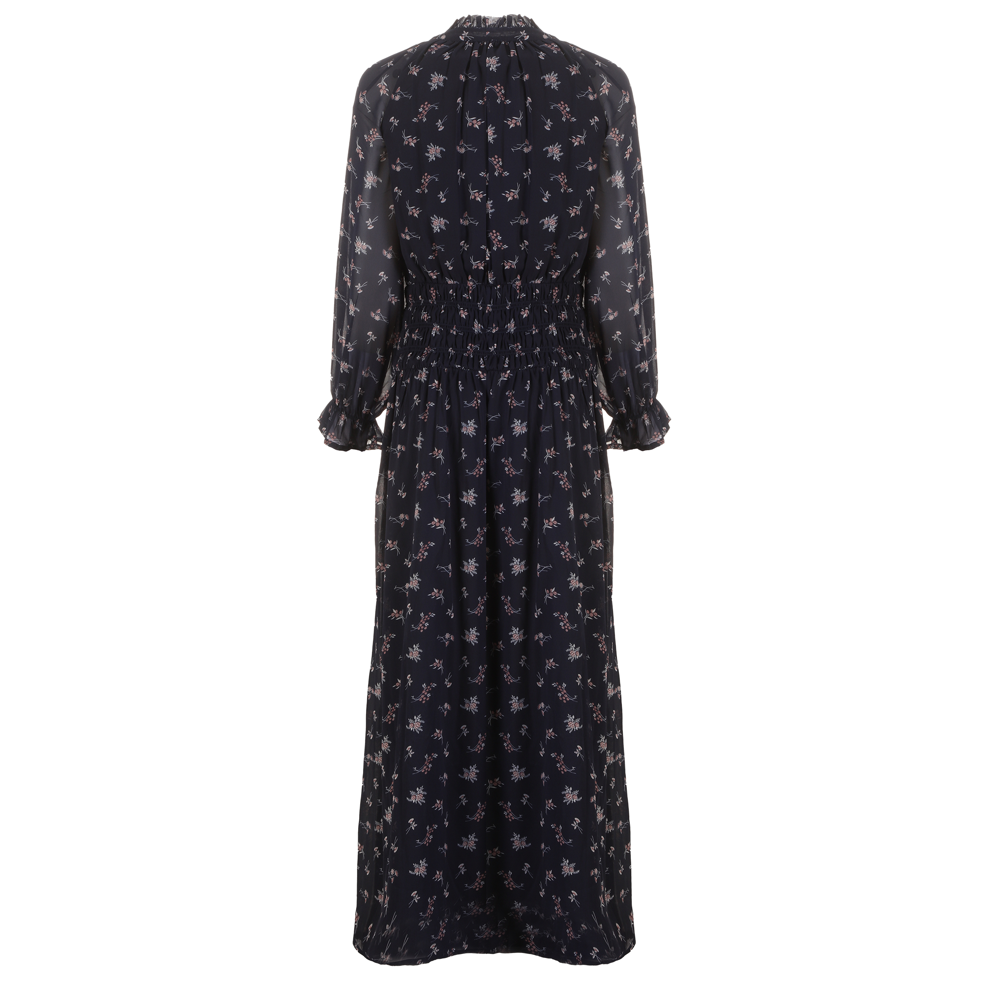 Robe longue imprimée  - Bleu foncé