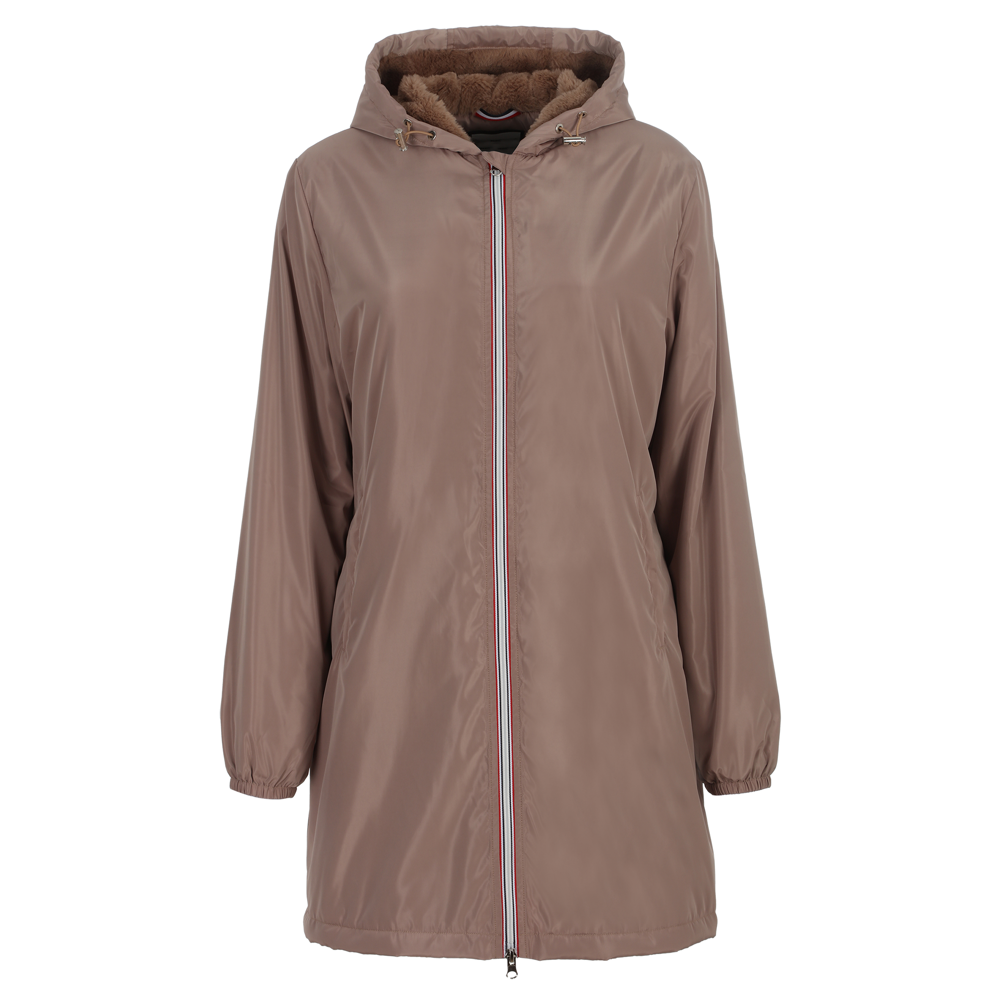 Coupe vente long à capuche  - Beige
