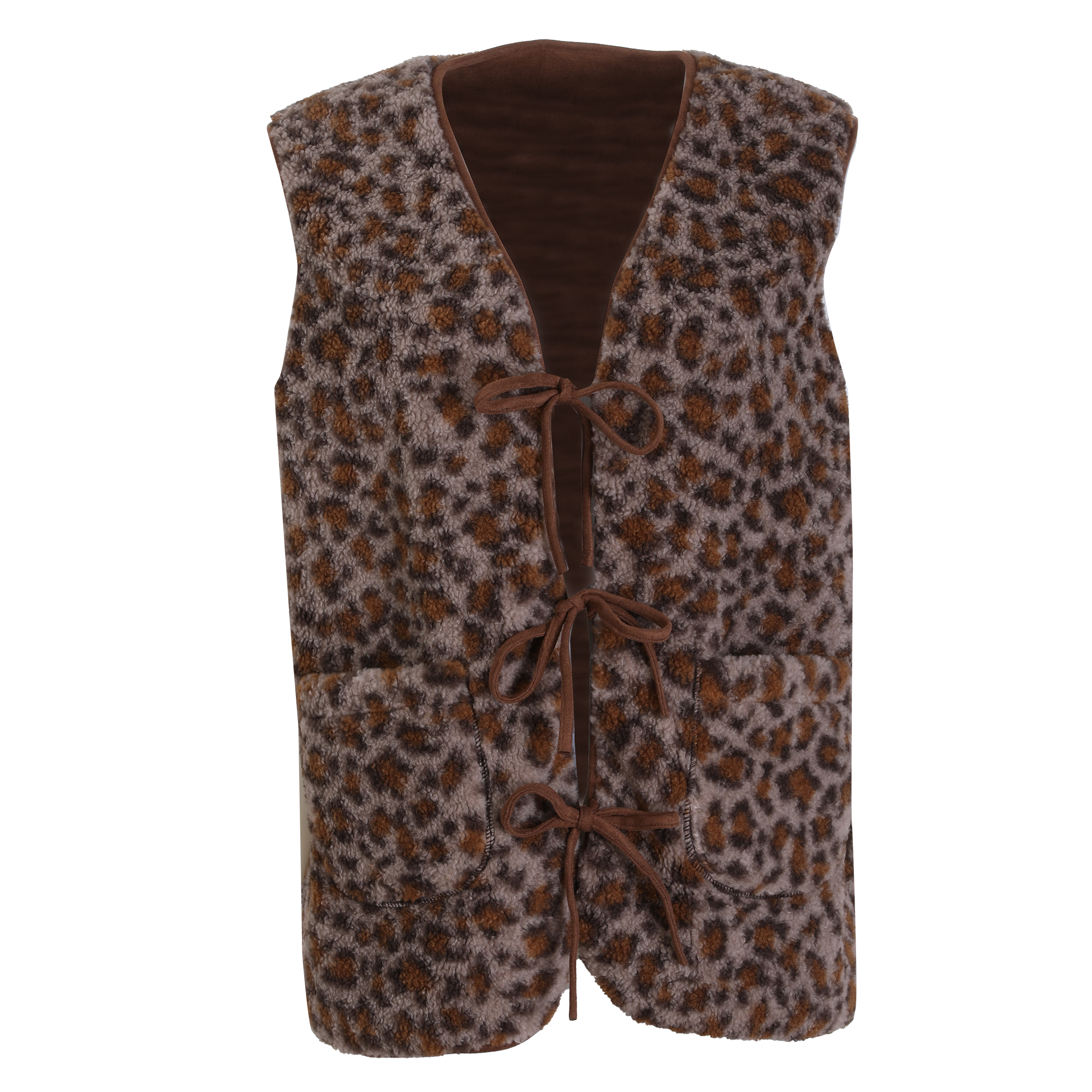 Veste sans manches réversible  - Marron