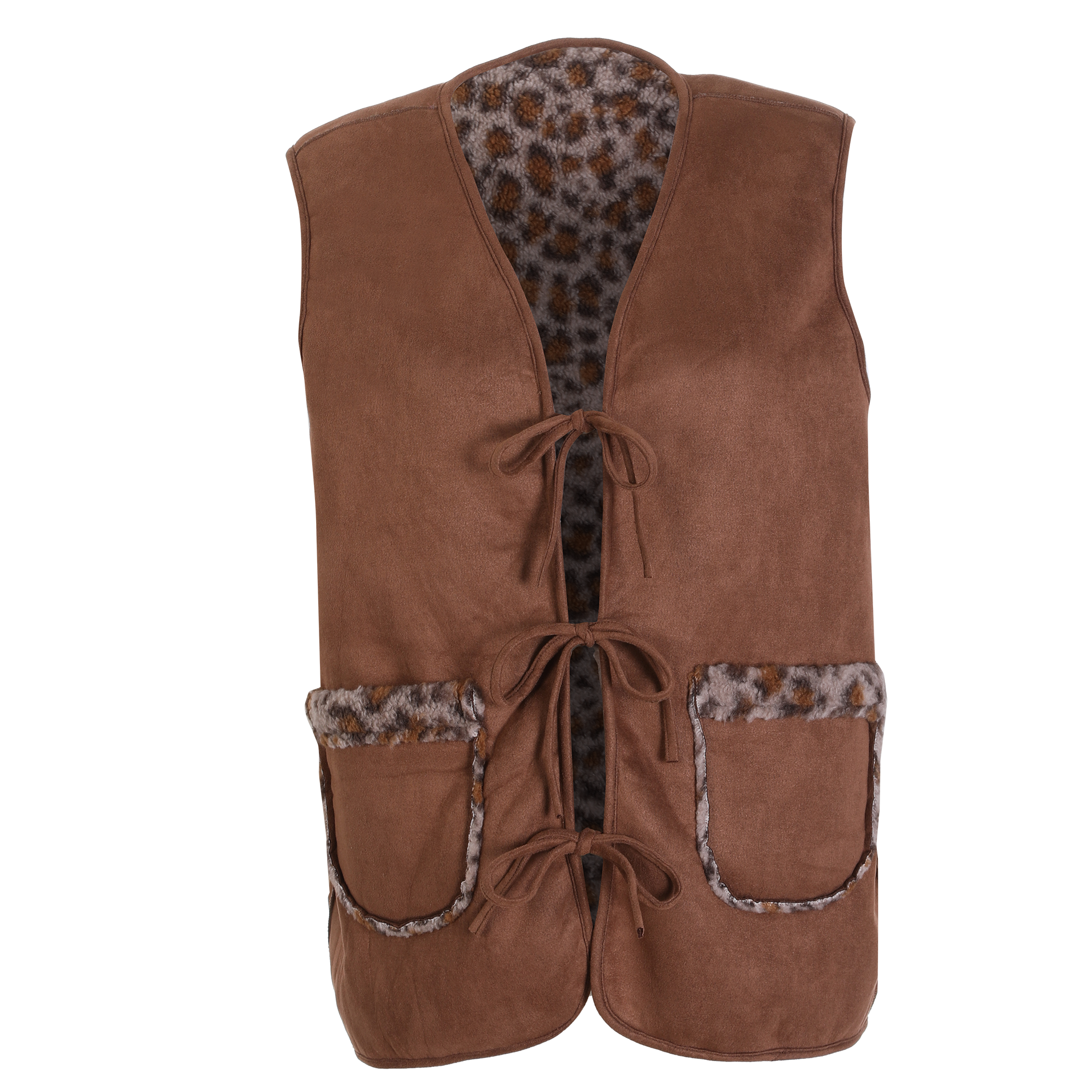 Veste sans manches réversible  - Marron