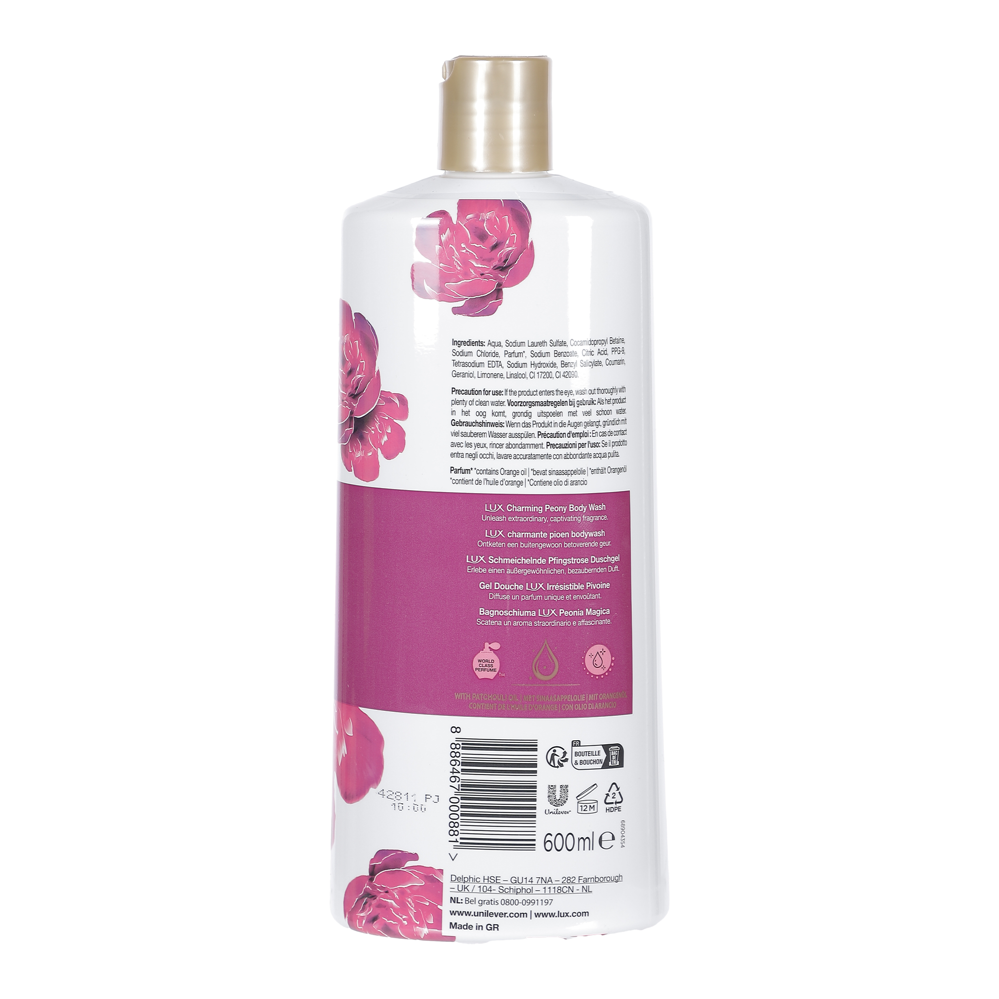 Gel douche Lux Charming Peony à l'huile d'orange 600 ml