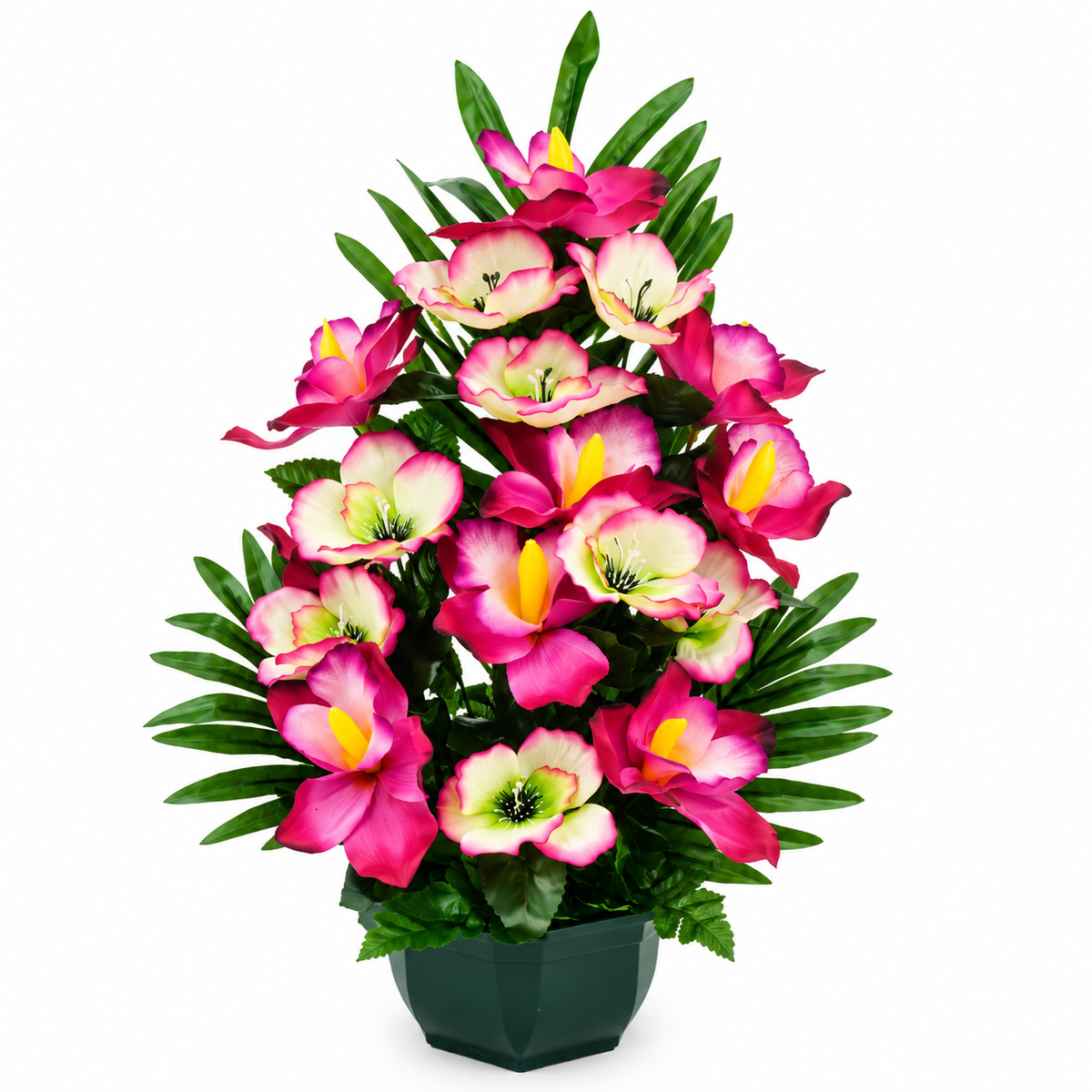 Vasque artificielle d'orchidée et anémone