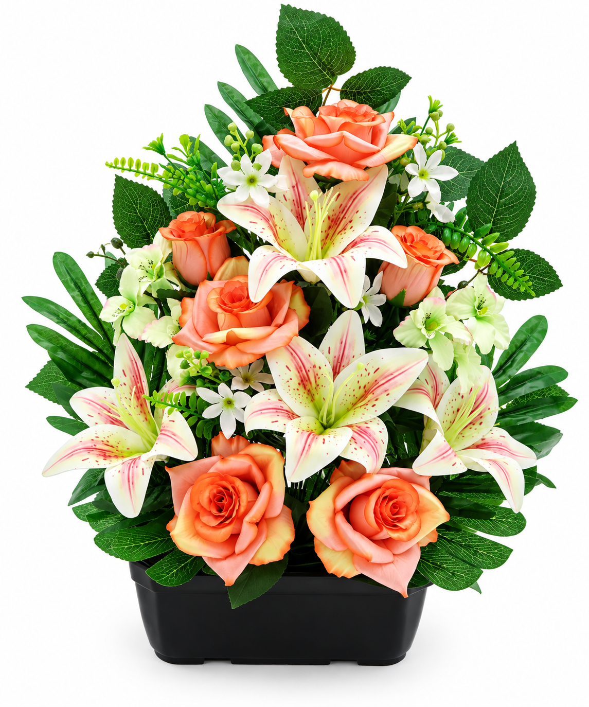 Jardinière artificielle de rose, orchidée et lys