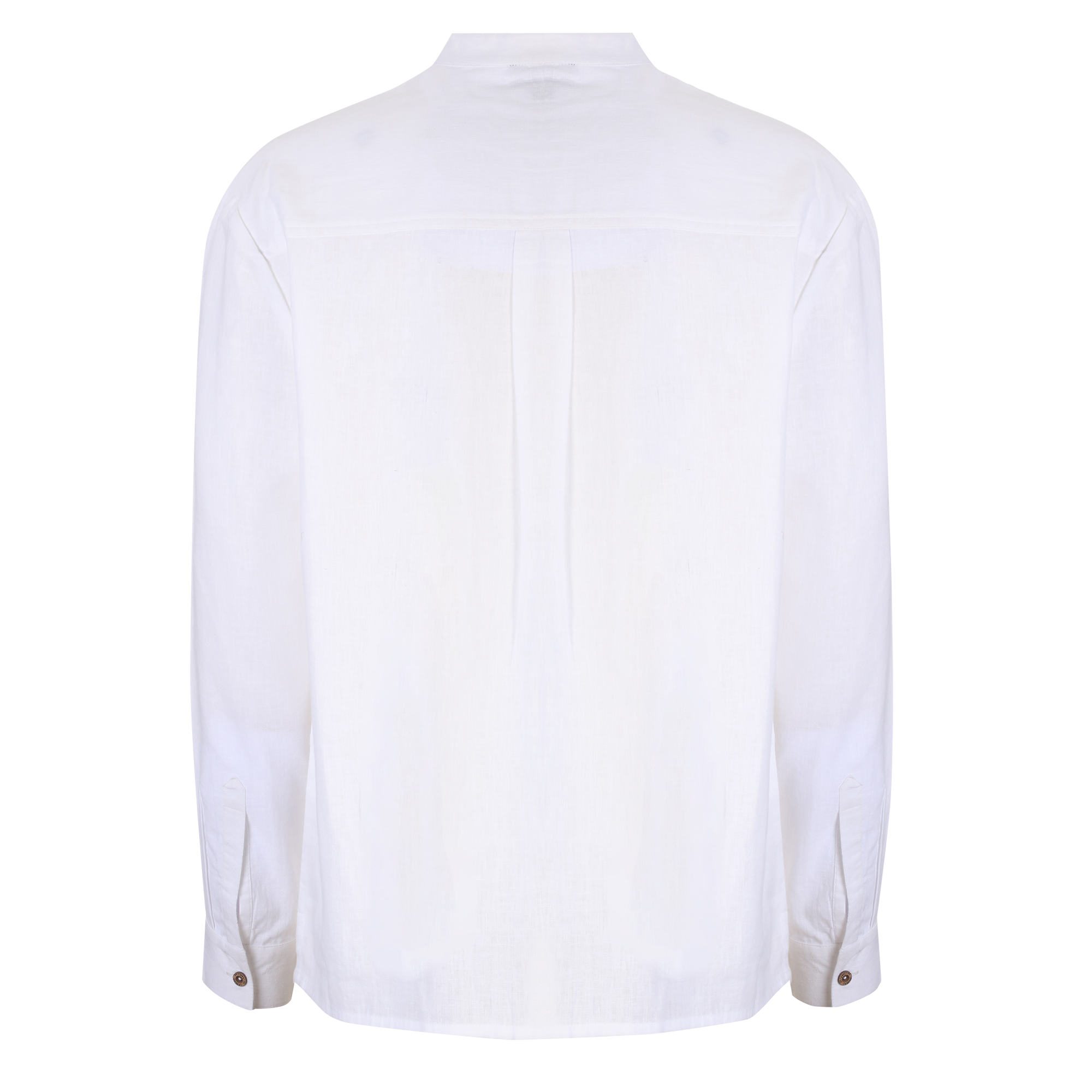 Chemise col mao en lin mélangé - Bleu