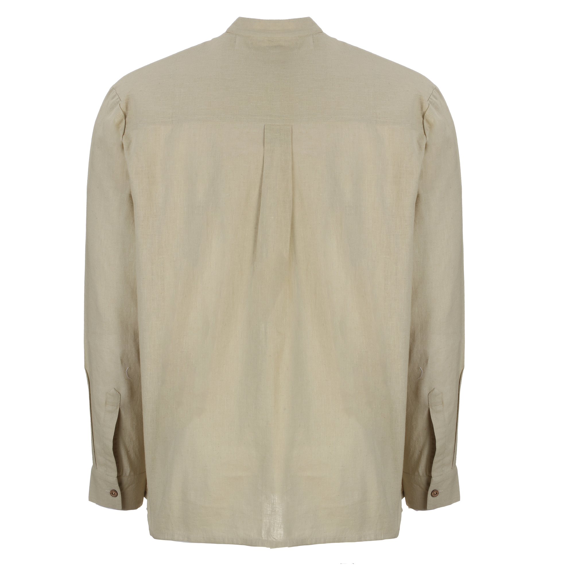 Chemise col mao en lin mélangé - Bleu